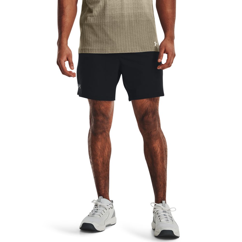 UA Vanish Woven 6In Shorts Pantaloneta negro de hombre para entrenamiento