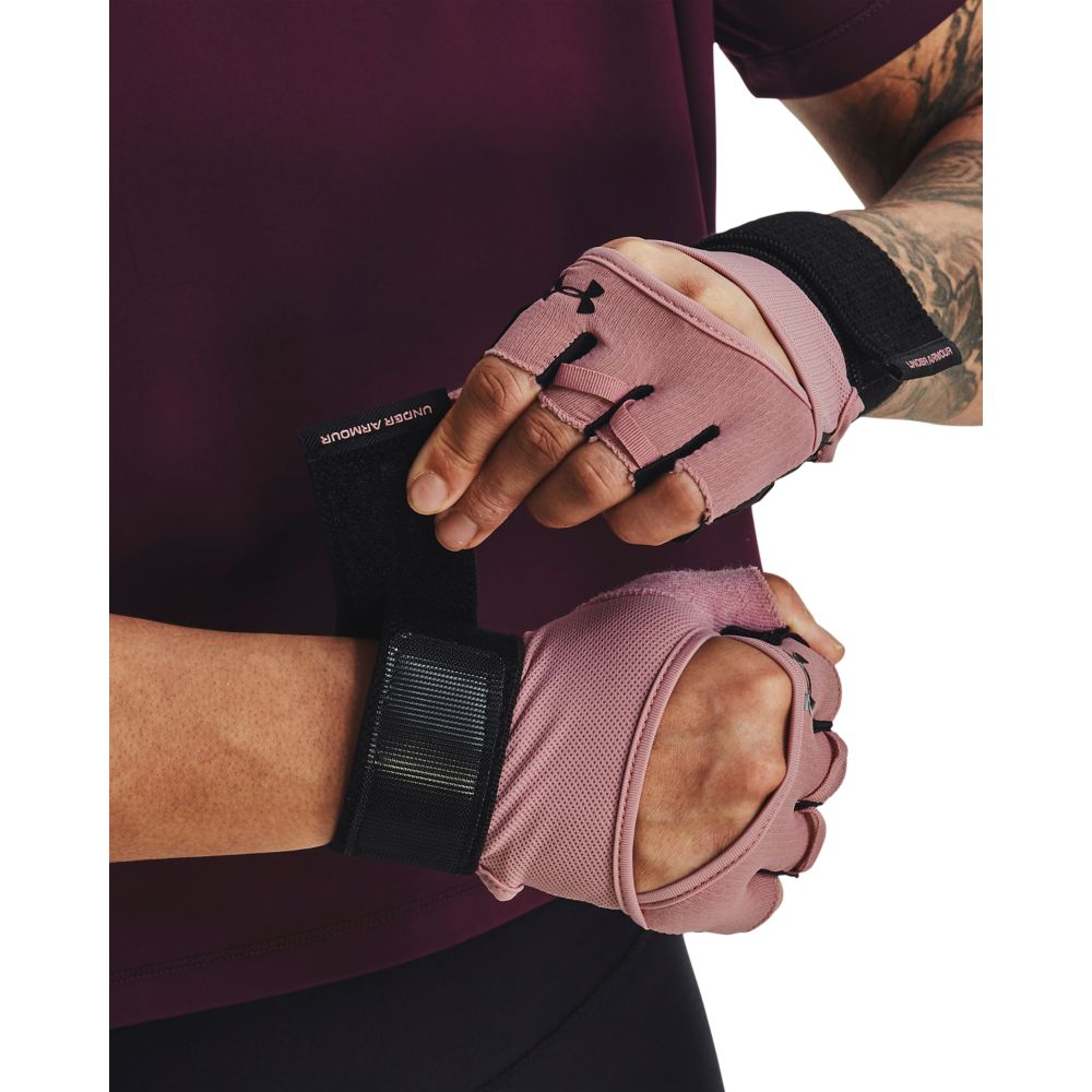UA  Weightlifting Gloves Guantes rosado de mujer para entrenamiento