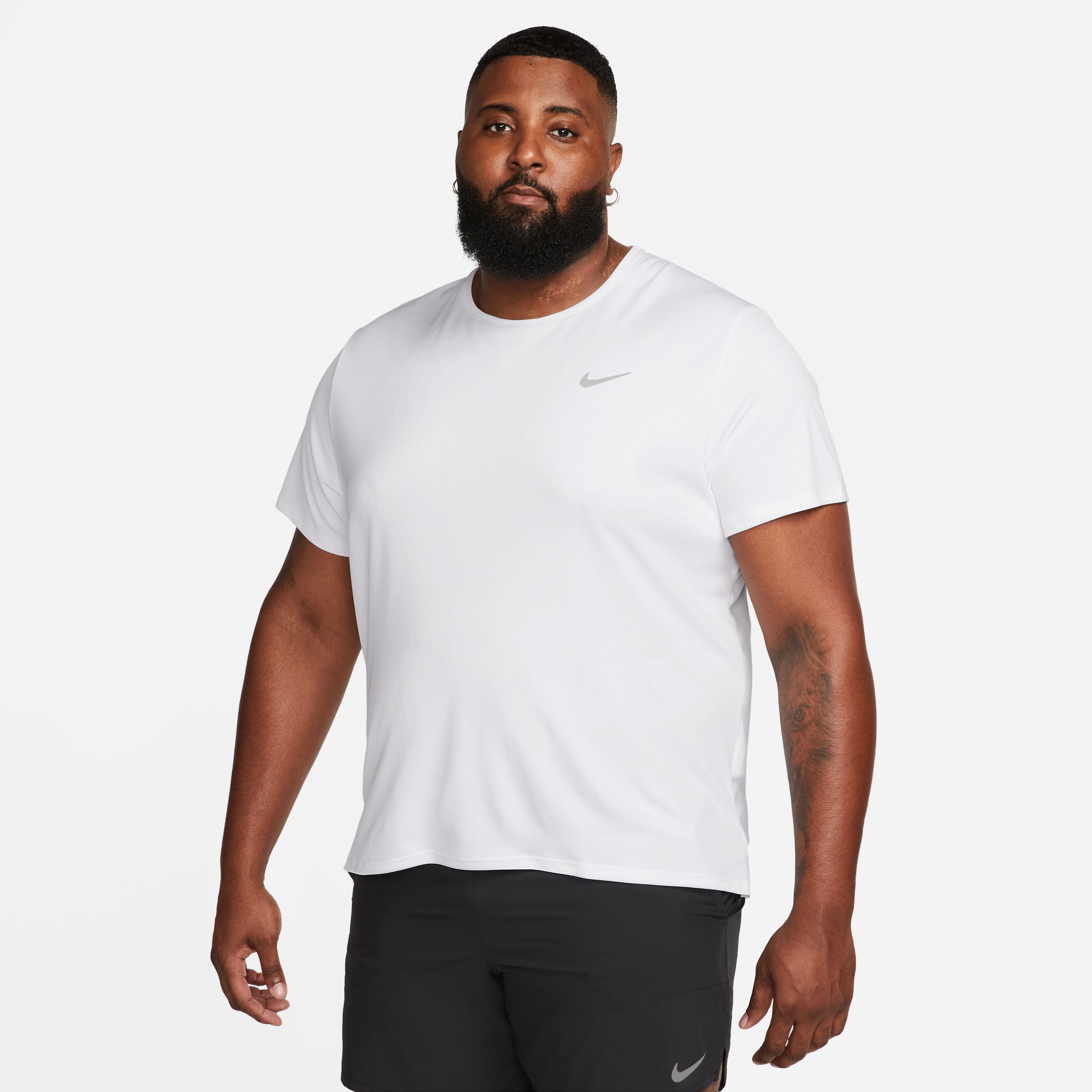 Nike M Nk Df Miler Ss Camiseta Manga Corta blanco de hombre para correr