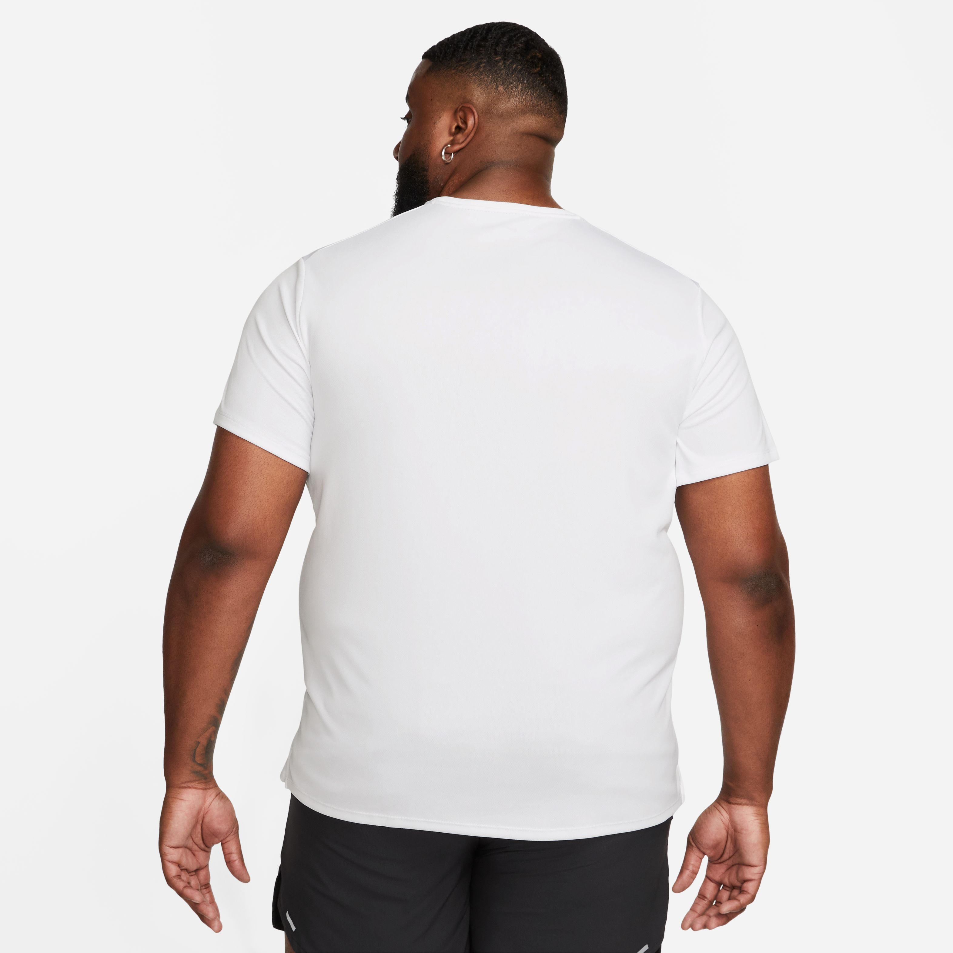Nike M Nk Df Miler Ss Camiseta Manga Corta blanco de hombre para correr