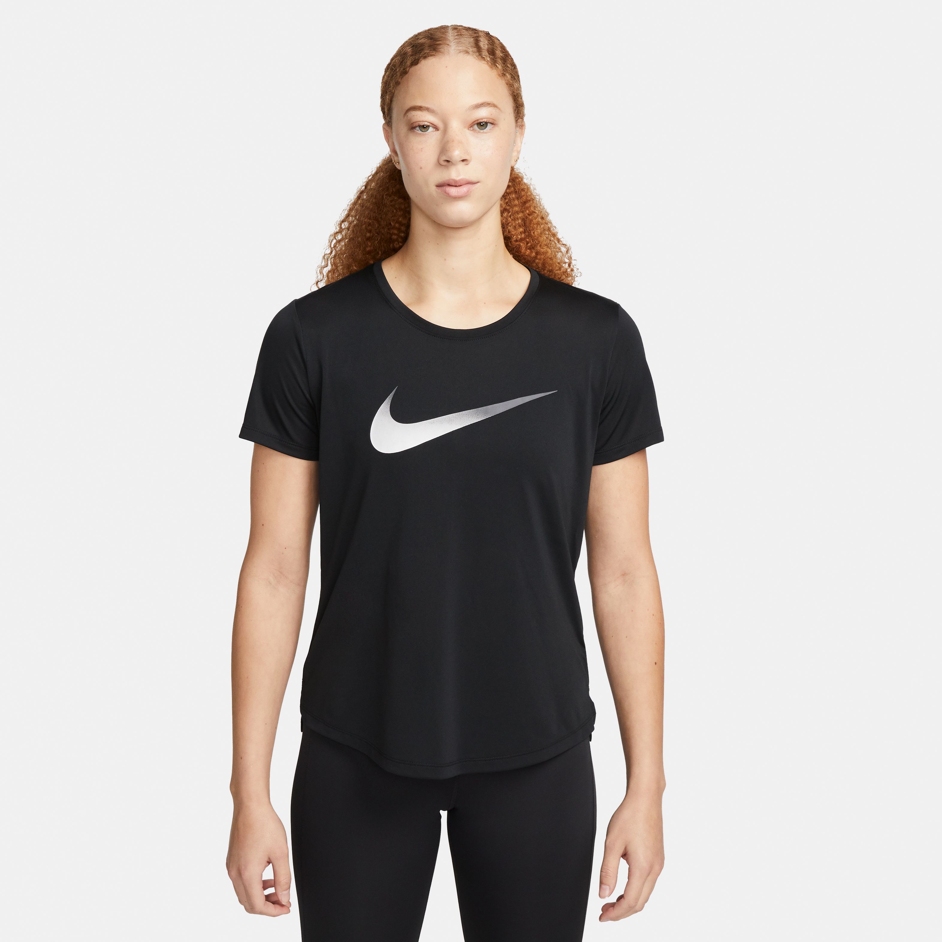 Nike W Nk One Df Swsh Hbr Ss Camiseta Manga Corta negro de mujer para correr