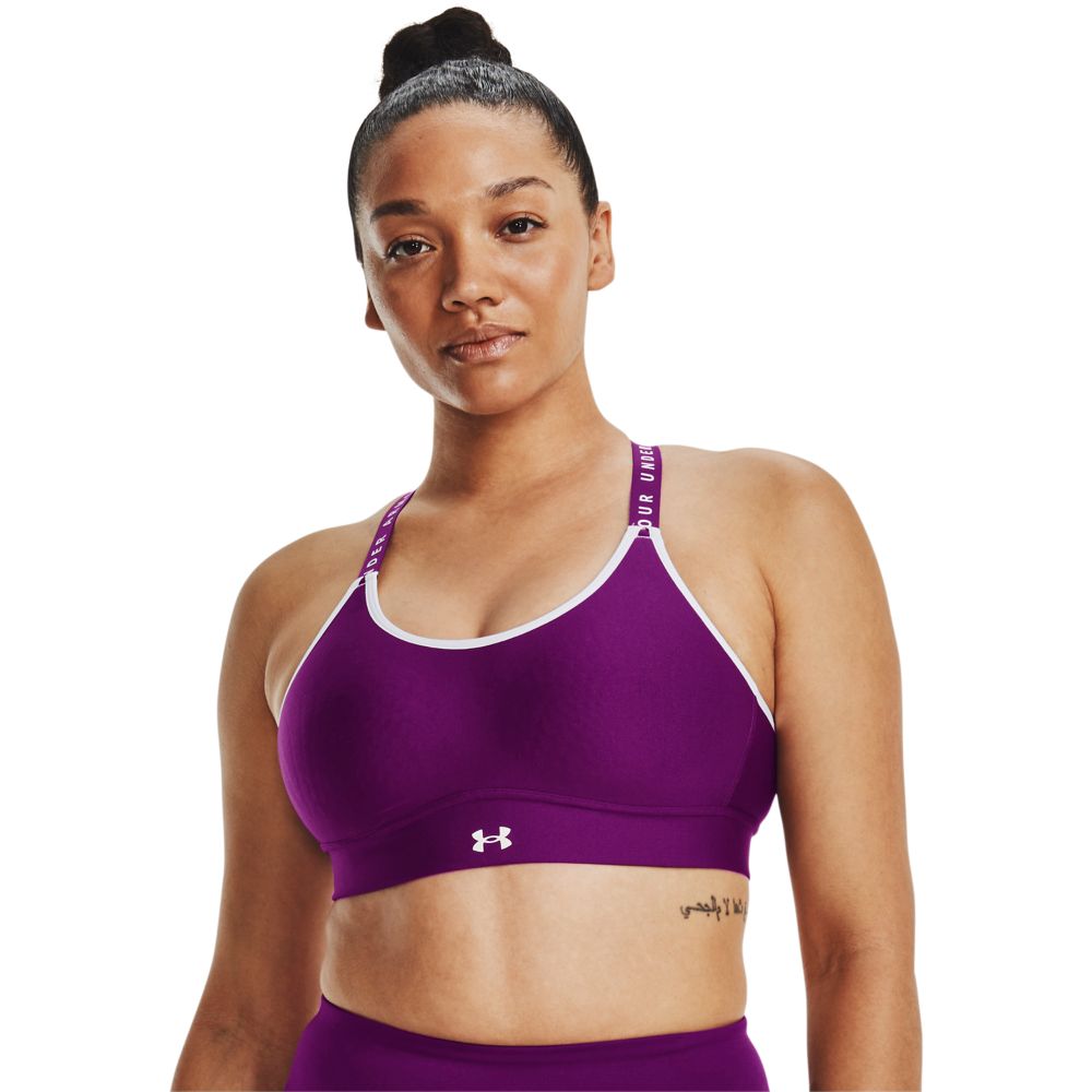 UA Infinity Mid Covered Top morado de mujer para entrenamiento