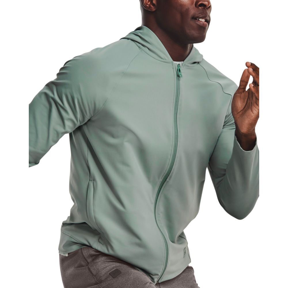 UA Meridian Full Zip Camiseta Manga Larga verde de hombre para entrenamiento