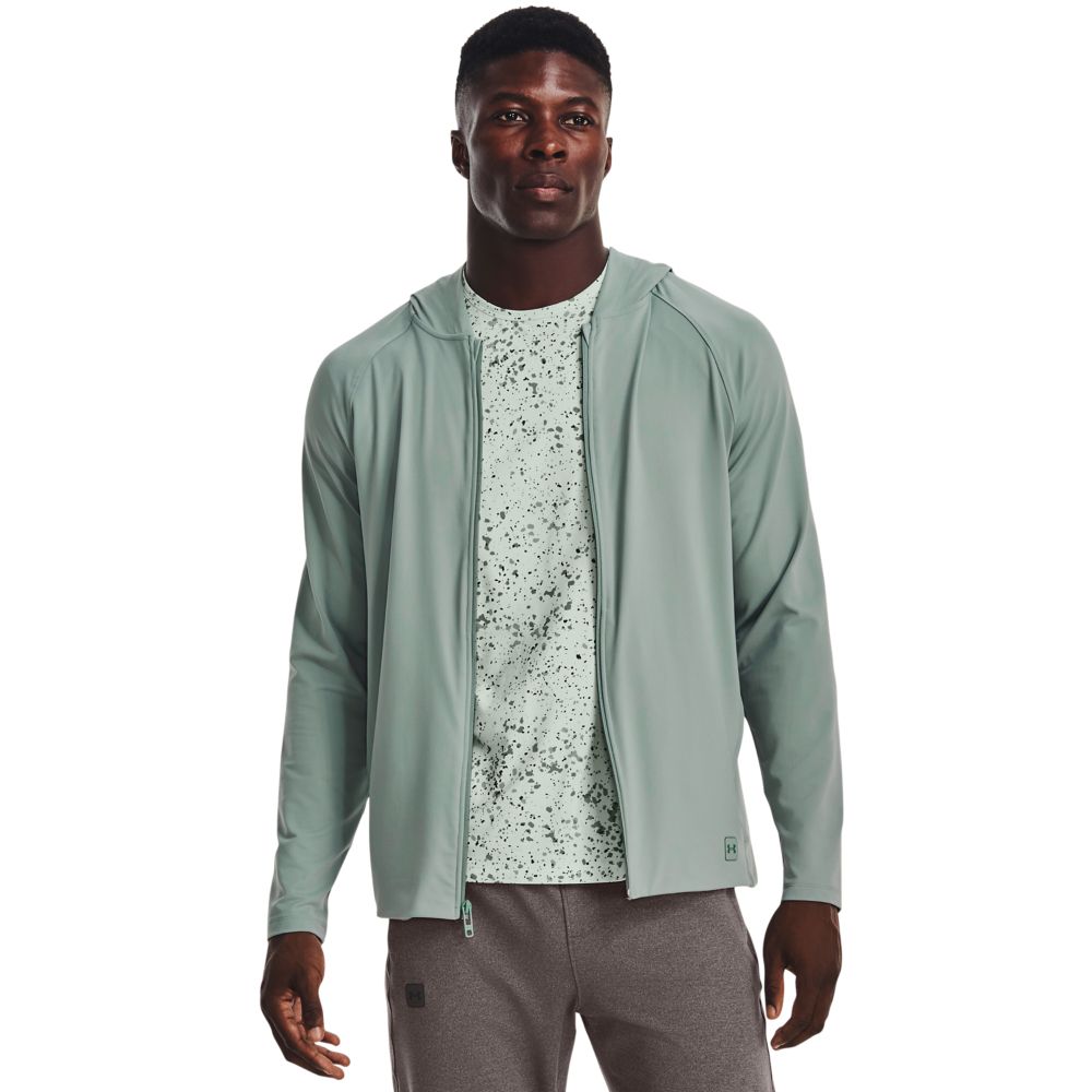 UA Meridian Full Zip Camiseta Manga Larga verde de hombre para entrenamiento