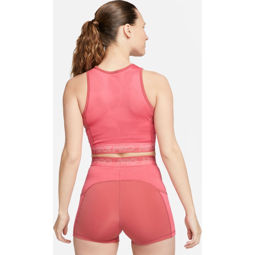 Nike W Np Df Crop Tank Femme Camiseta Manga Sisa rosado de mujer para entrenamiento