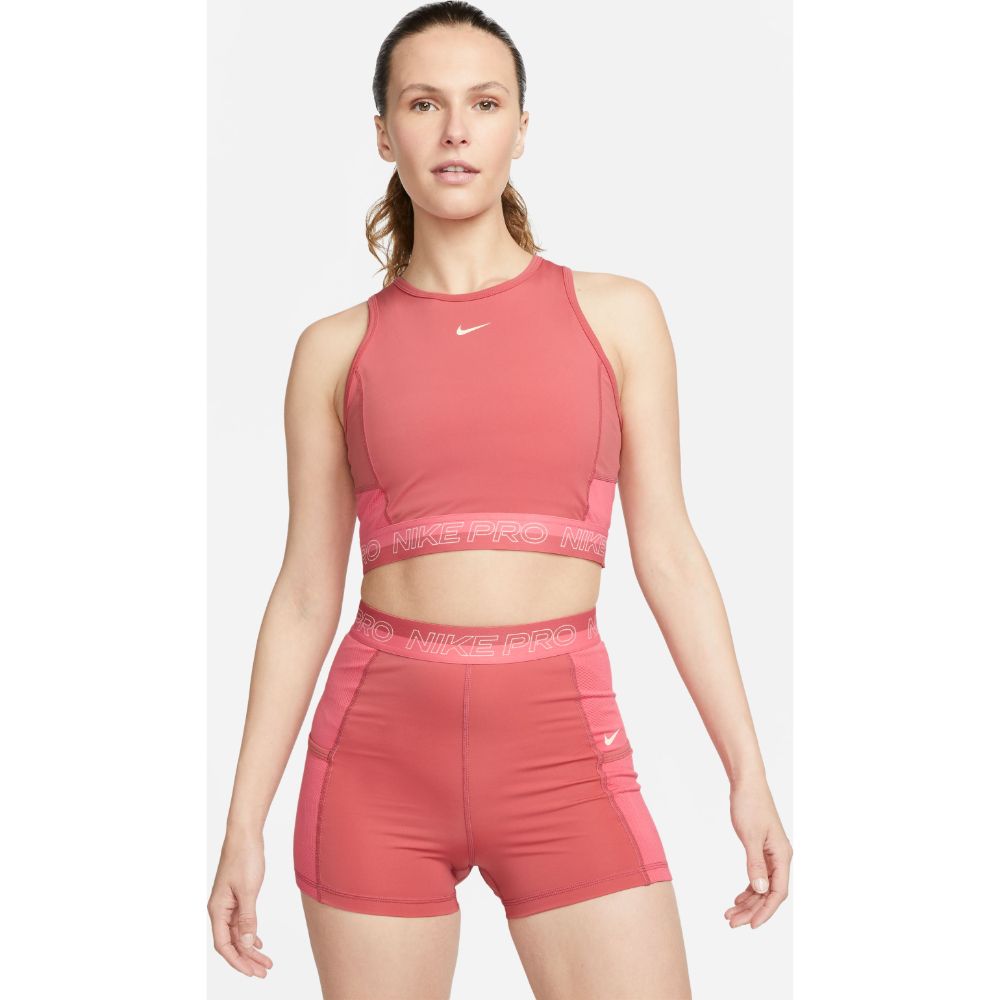 Nike W Np Df Crop Tank Femme Camiseta Manga Sisa rosado de mujer para entrenamiento