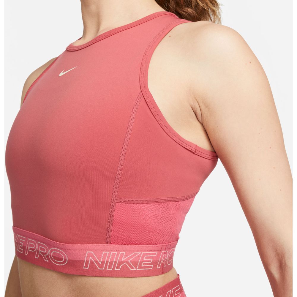 Nike W Np Df Crop Tank Femme Camiseta Manga Sisa rosado de mujer para entrenamiento