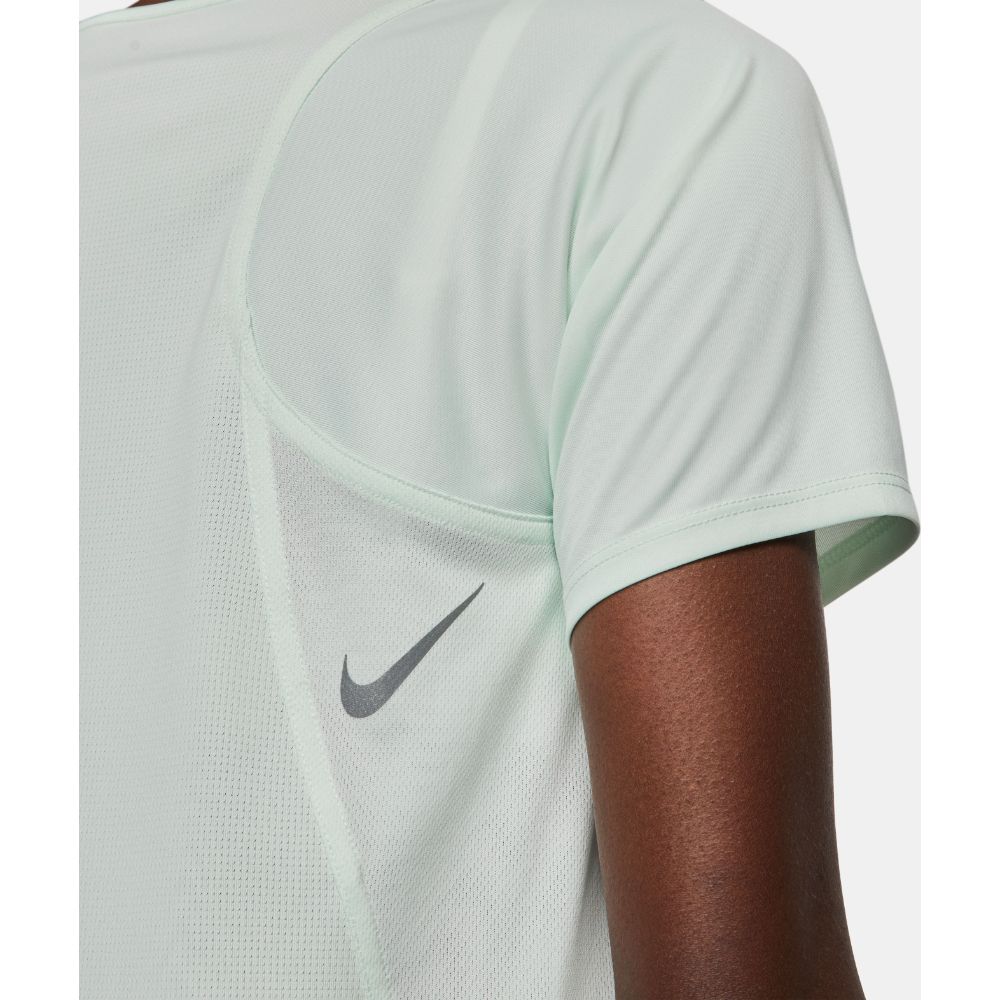 Nike W Nk Df Race Top Ss Camiseta Manga Corta verde de mujer para correr