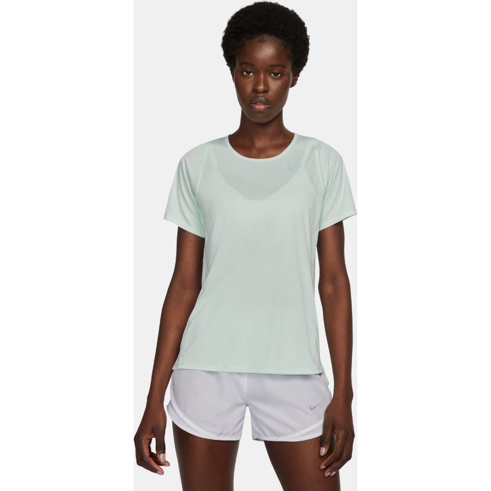 Nike W Nk Df Race Top Ss Camiseta Manga Corta verde de mujer para correr