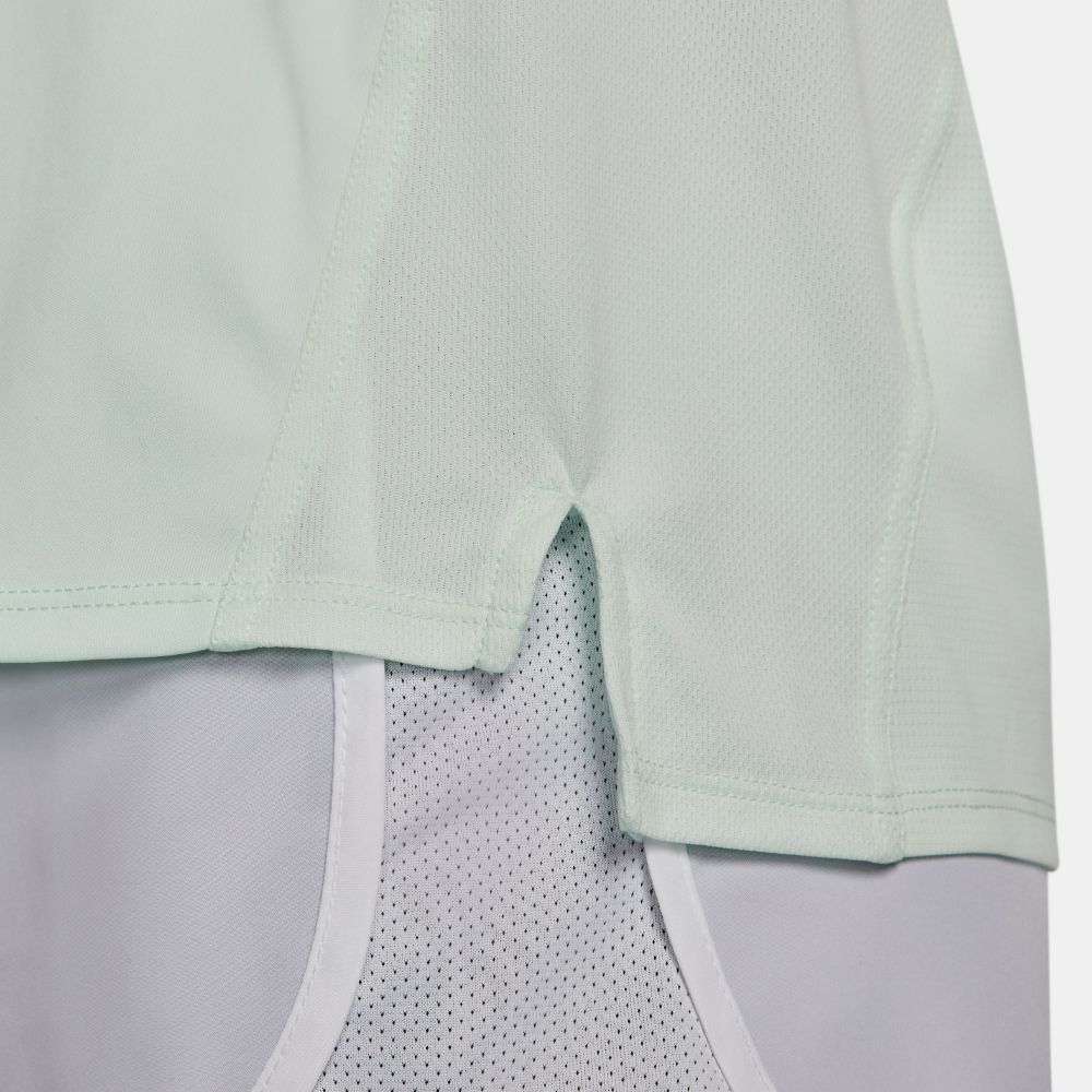 Nike W Nk Df Race Top Ss Camiseta Manga Corta verde de mujer para correr