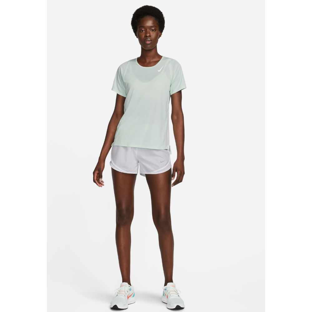 Nike W Nk Df Race Top Ss Camiseta Manga Corta verde de mujer para correr