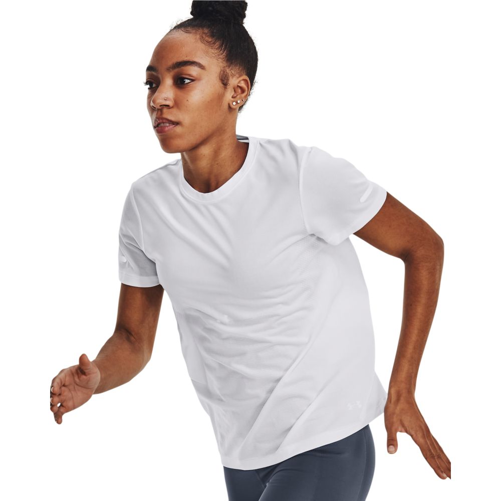 UA Seamless Stride Ss Camiseta Manga Corta blanco de mujer para correr