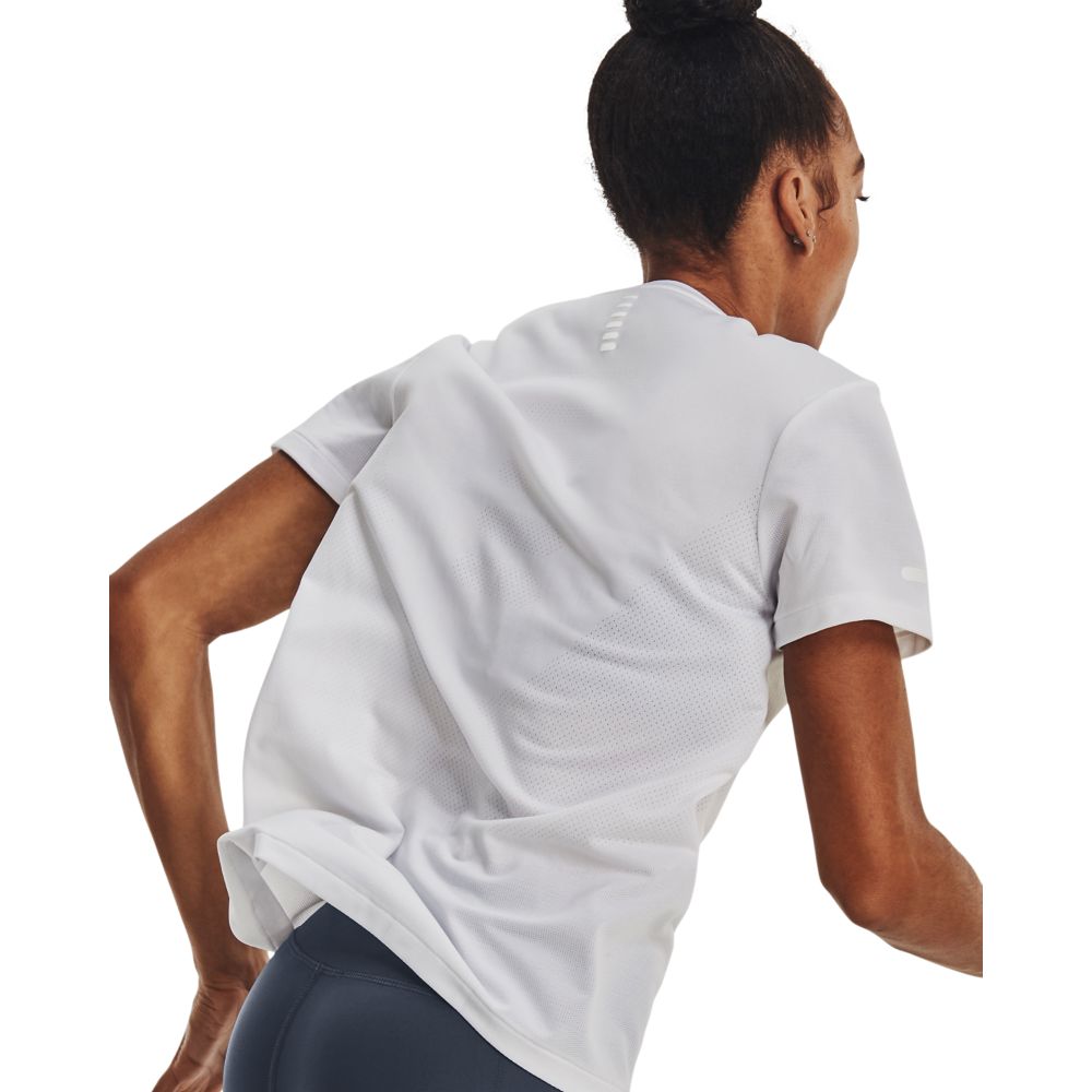 UA Seamless Stride Ss Camiseta Manga Corta blanco de mujer para correr