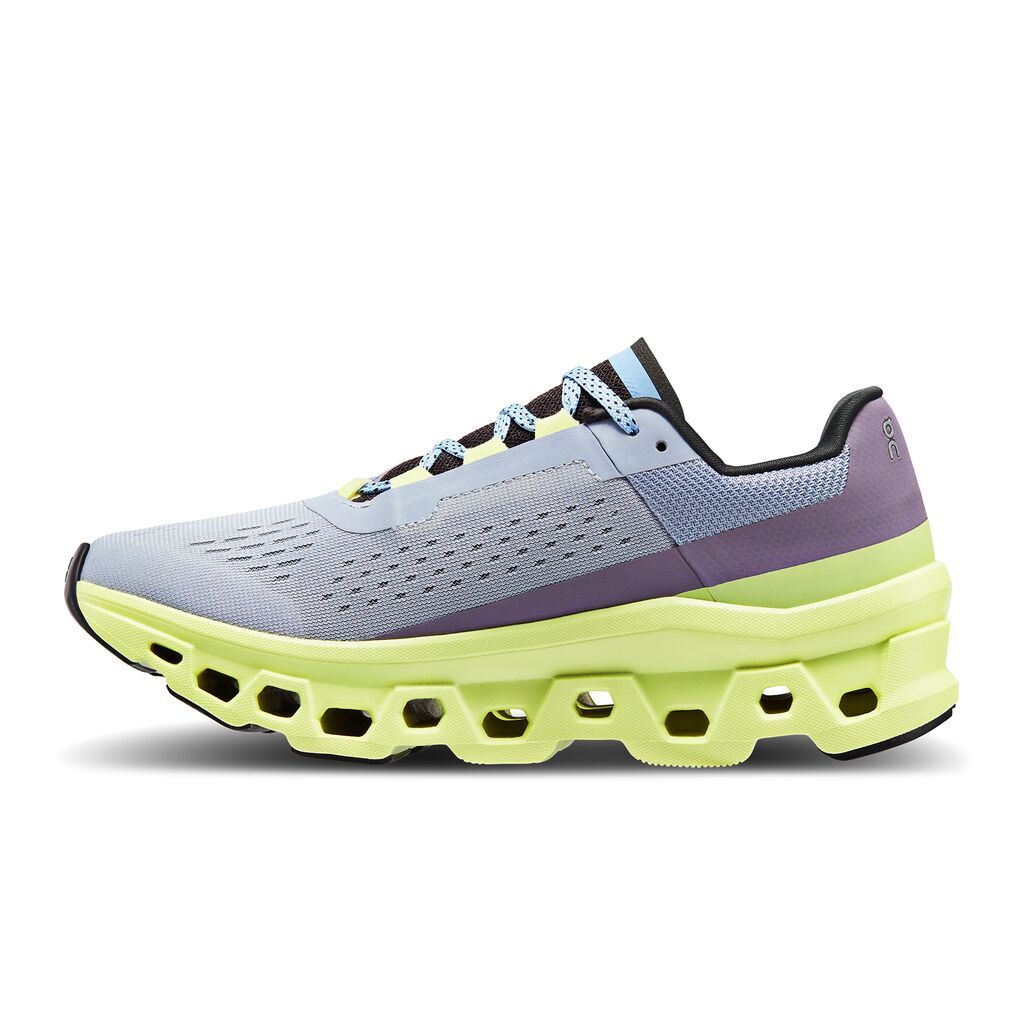 On Cloudmonster Tenis gris de mujer para correr