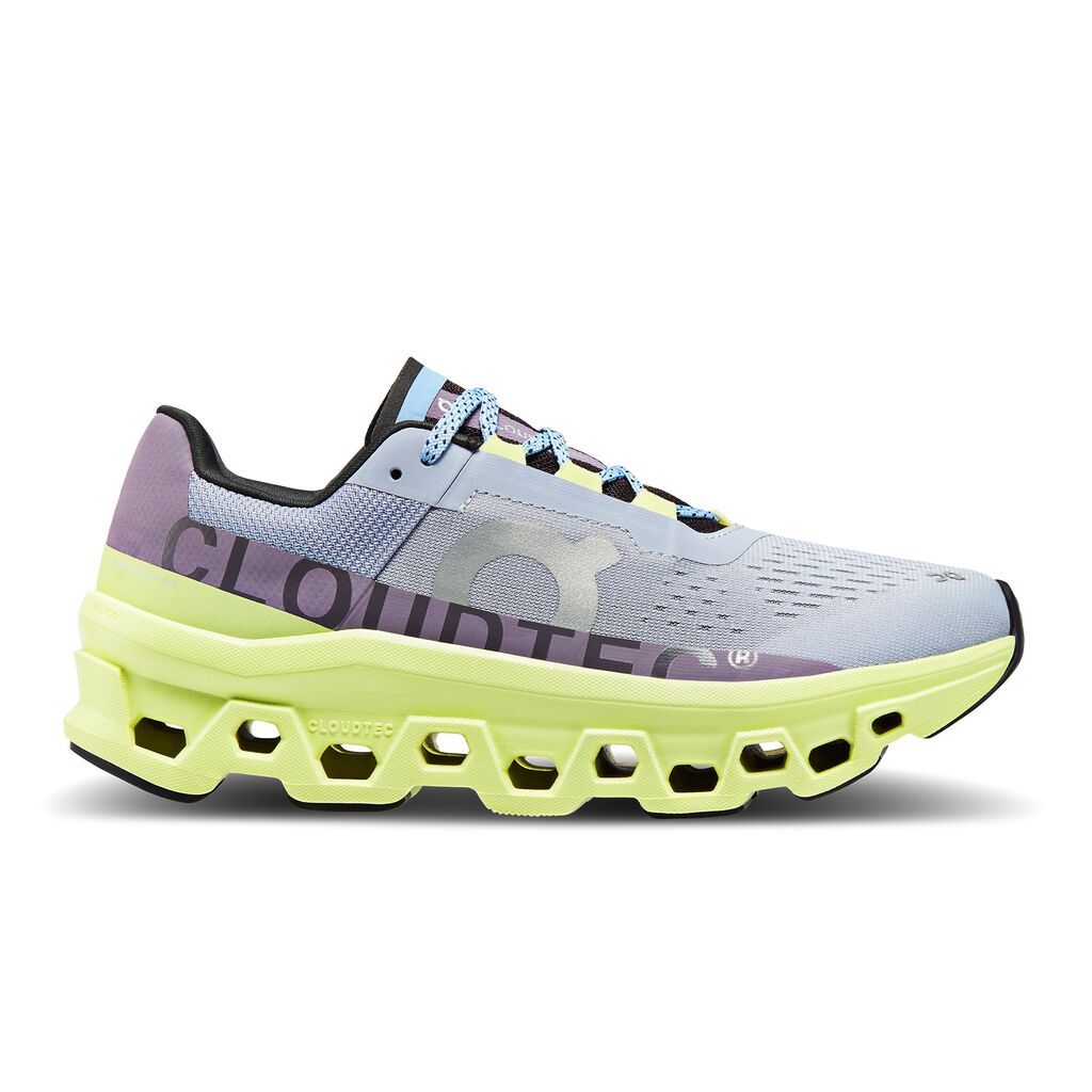 On Cloudmonster Tenis gris de mujer para correr