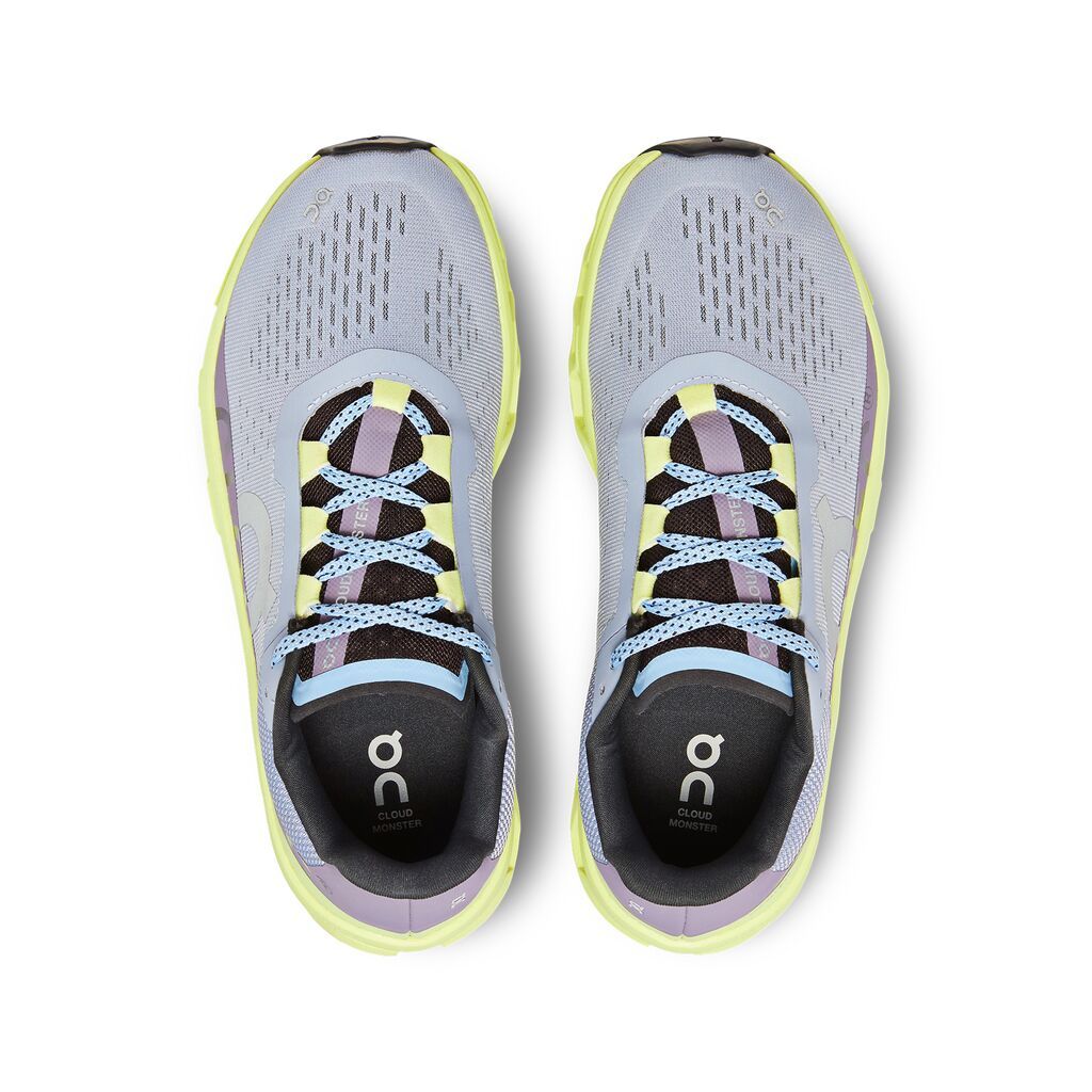 On Cloudmonster Tenis gris de mujer para correr