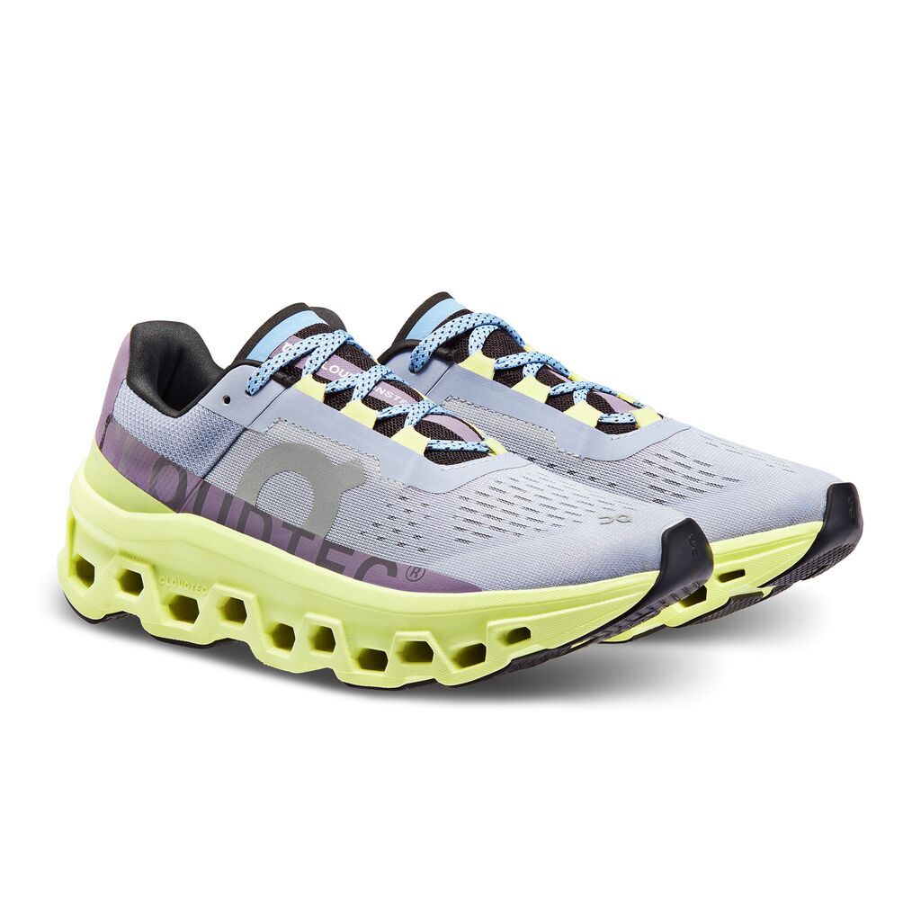 On Cloudmonster Tenis gris de mujer para correr