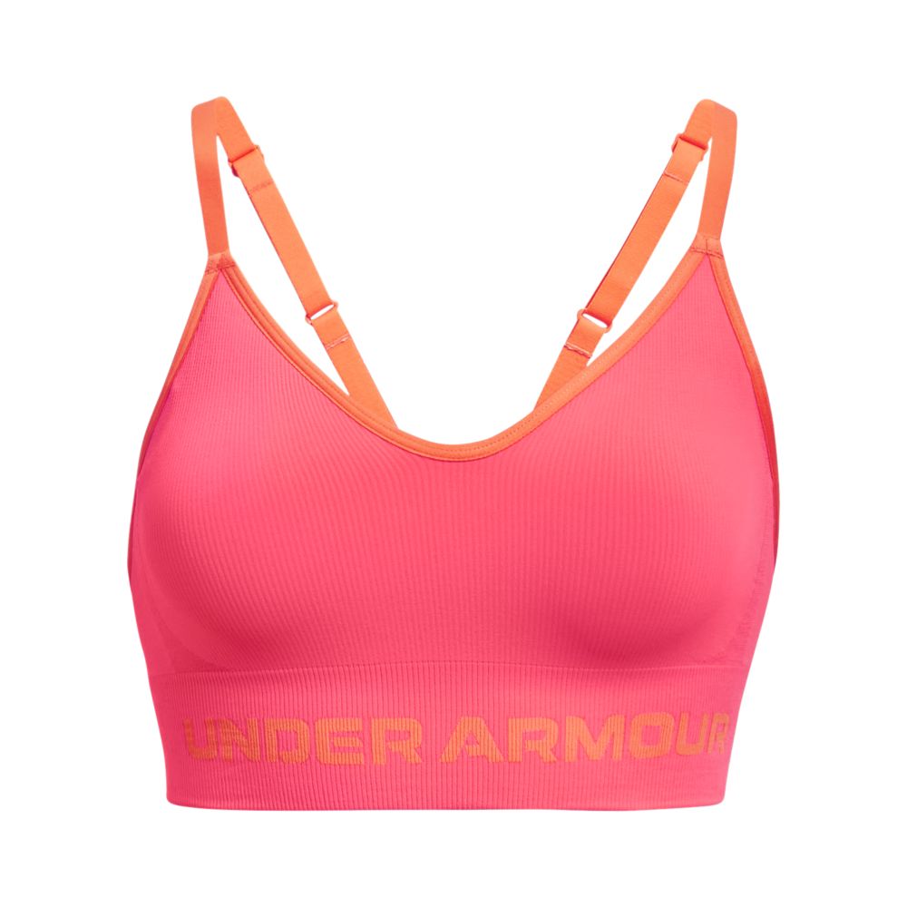 UA Seamless Low Long Rib Top rosado de mujer para entrenamiento