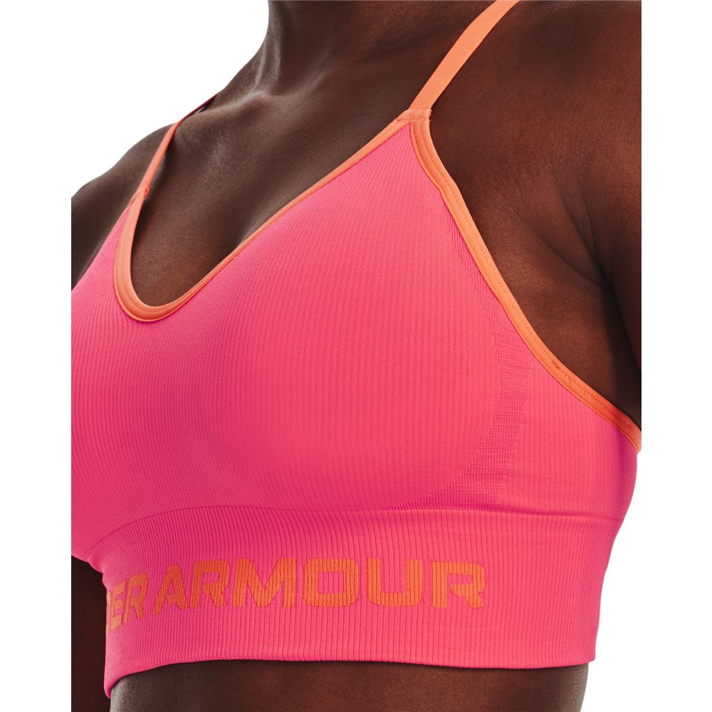 UA Seamless Low Long Rib Top rosado de mujer para entrenamiento