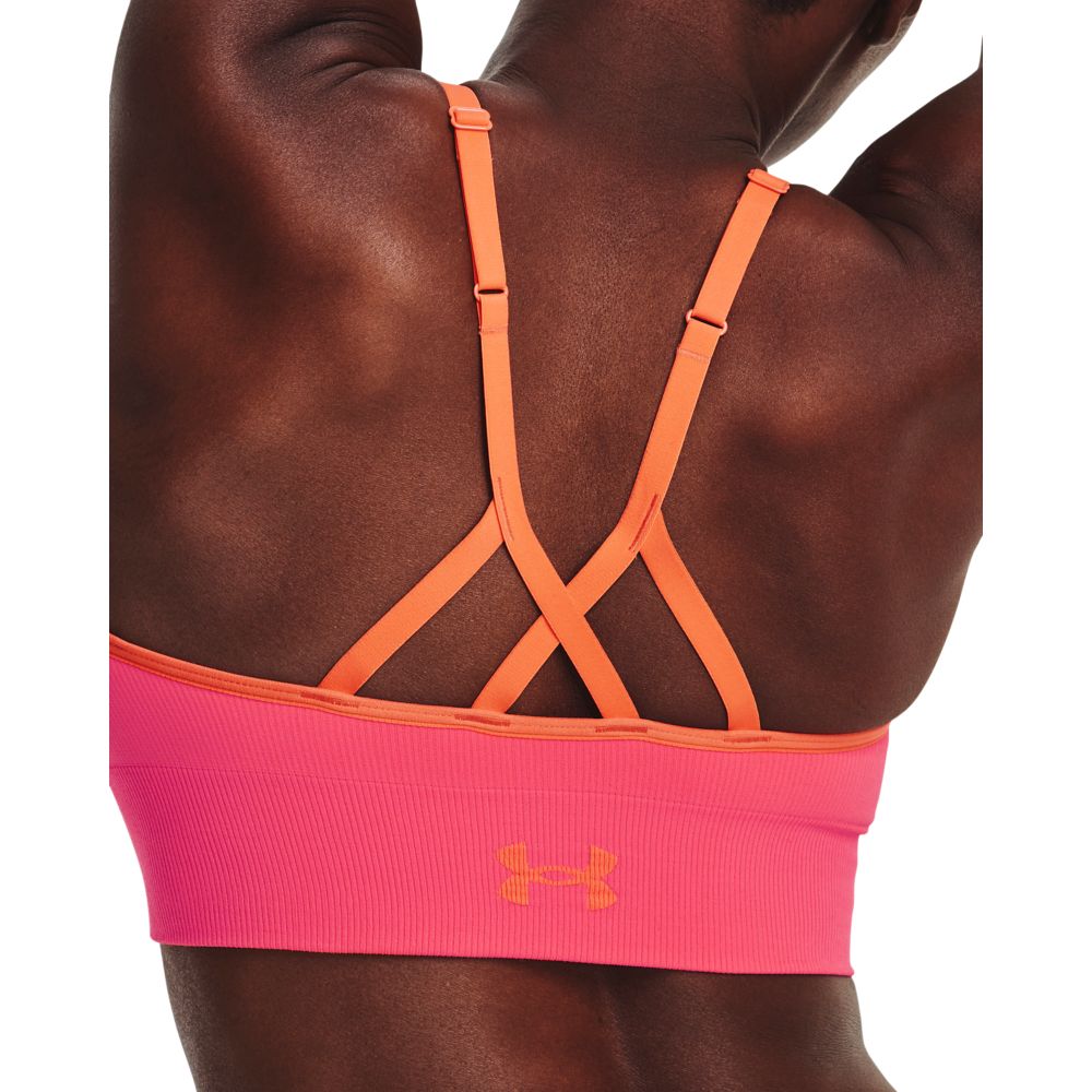 UA Seamless Low Long Rib Top rosado de mujer para entrenamiento