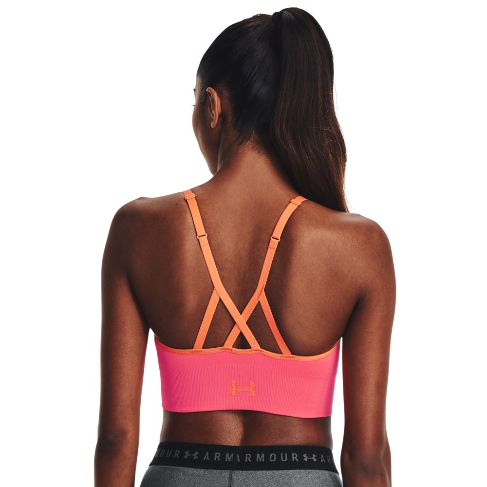 UA Seamless Low Long Rib Top rosado de mujer para entrenamiento