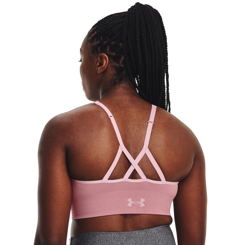 UA Seamless Low Long Rib Top rosado de mujer para entrenamiento