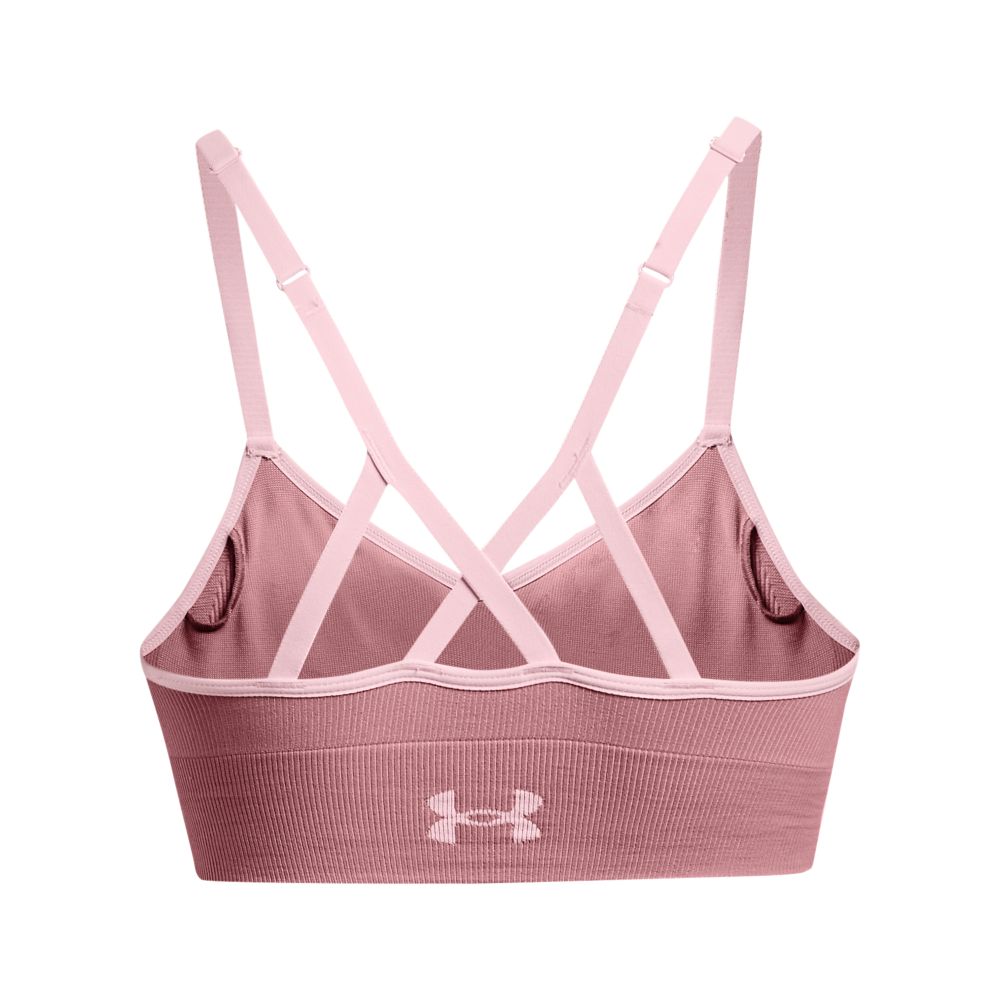 UA Seamless Low Long Rib Top rosado de mujer para entrenamiento