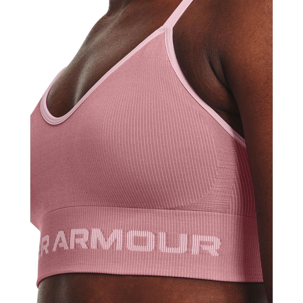 UA Seamless Low Long Rib Top rosado de mujer para entrenamiento