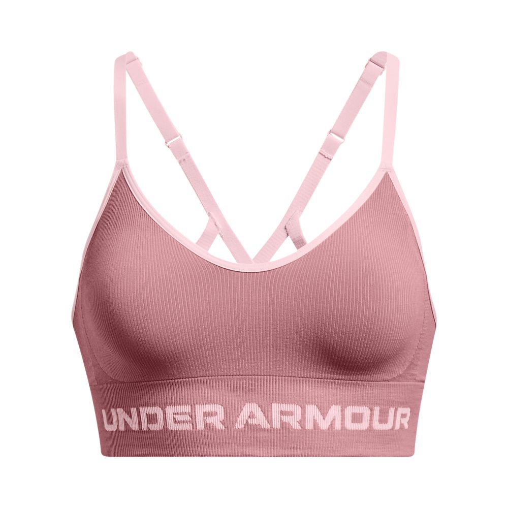 UA Seamless Low Long Rib Top rosado de mujer para entrenamiento