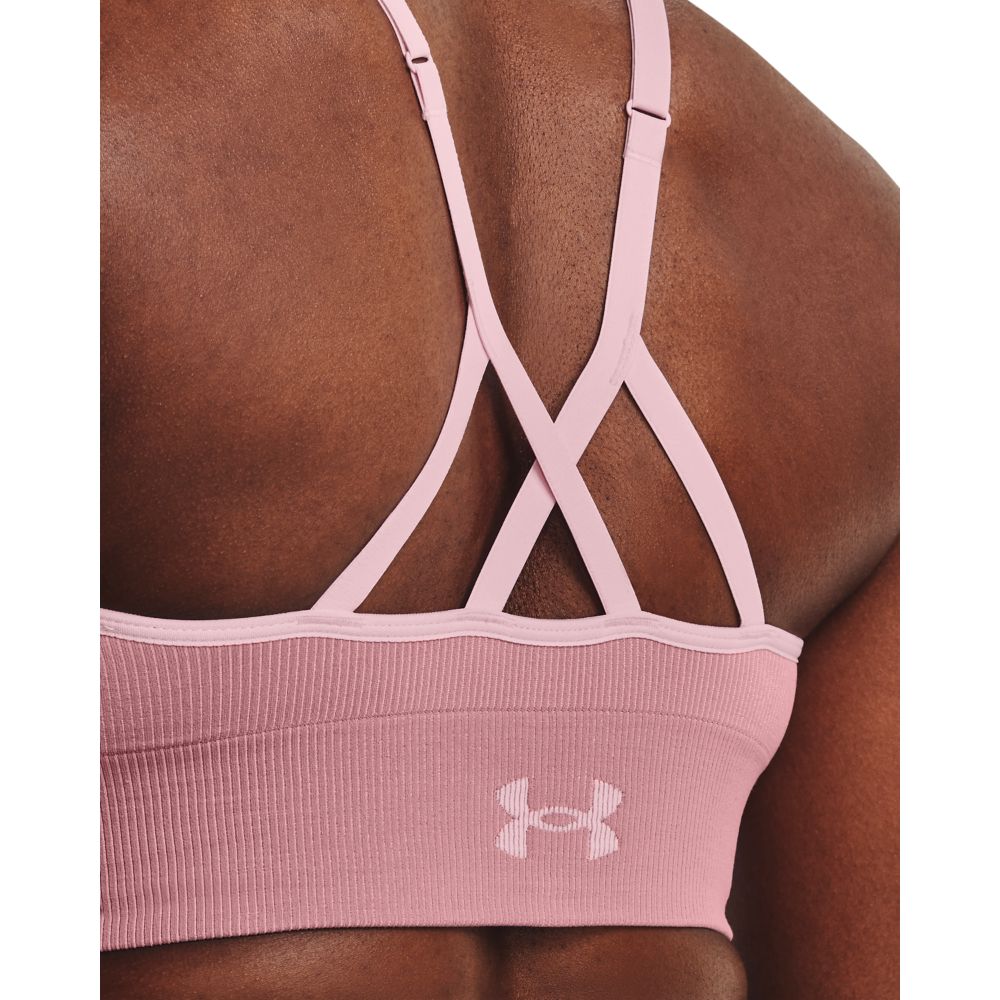 UA Seamless Low Long Rib Top rosado de mujer para entrenamiento