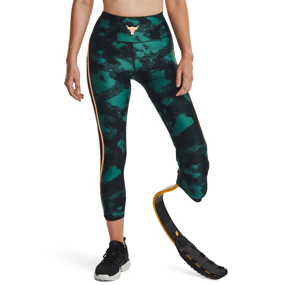 UA  Rck Hg Pt Ankl Lg Fam-Grn Licra verde de mujer para entrenamiento