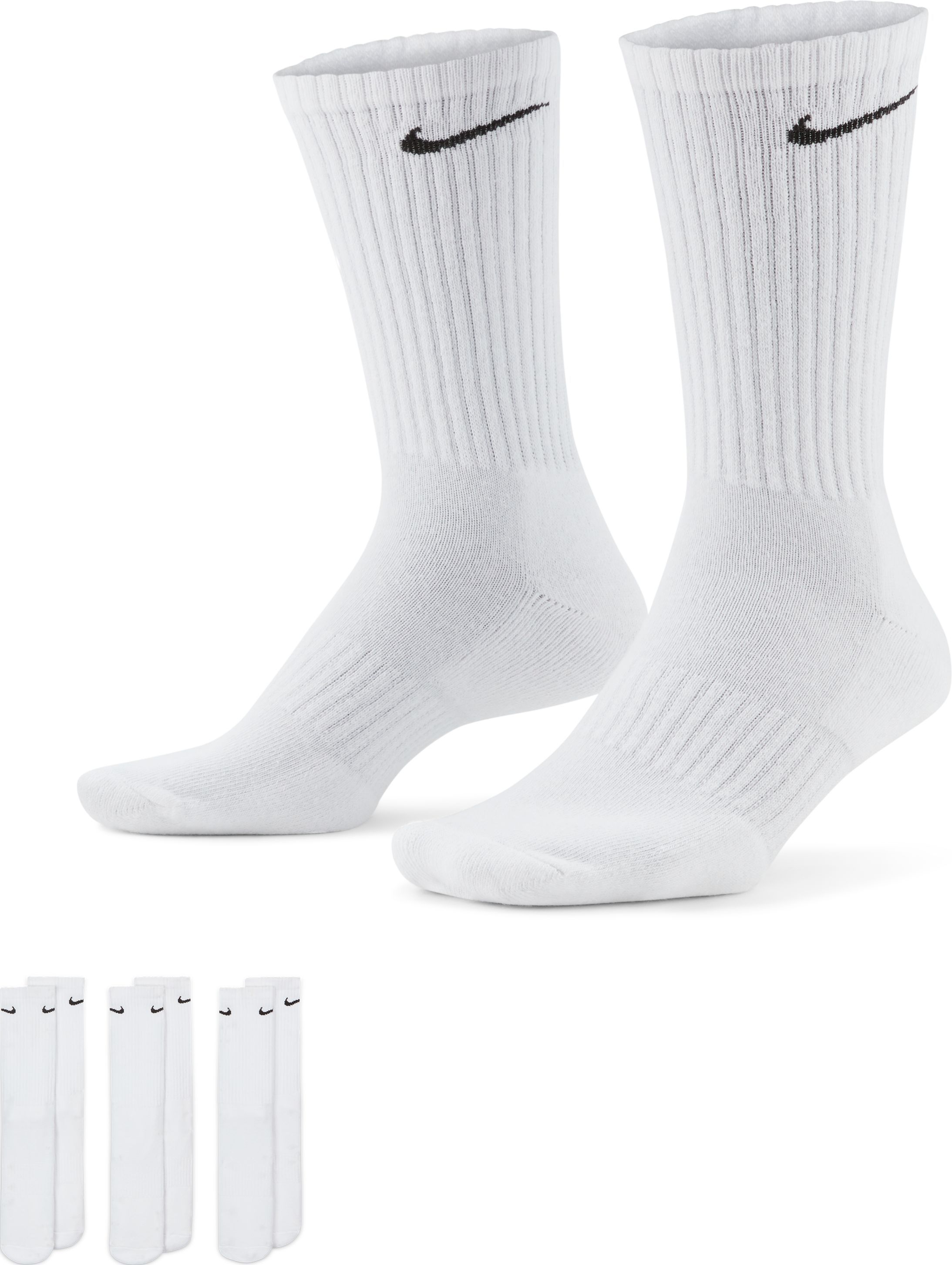 Nike U Nk Everyday Cush Crew 3Pr Medias blanco unisex para entrenamiento