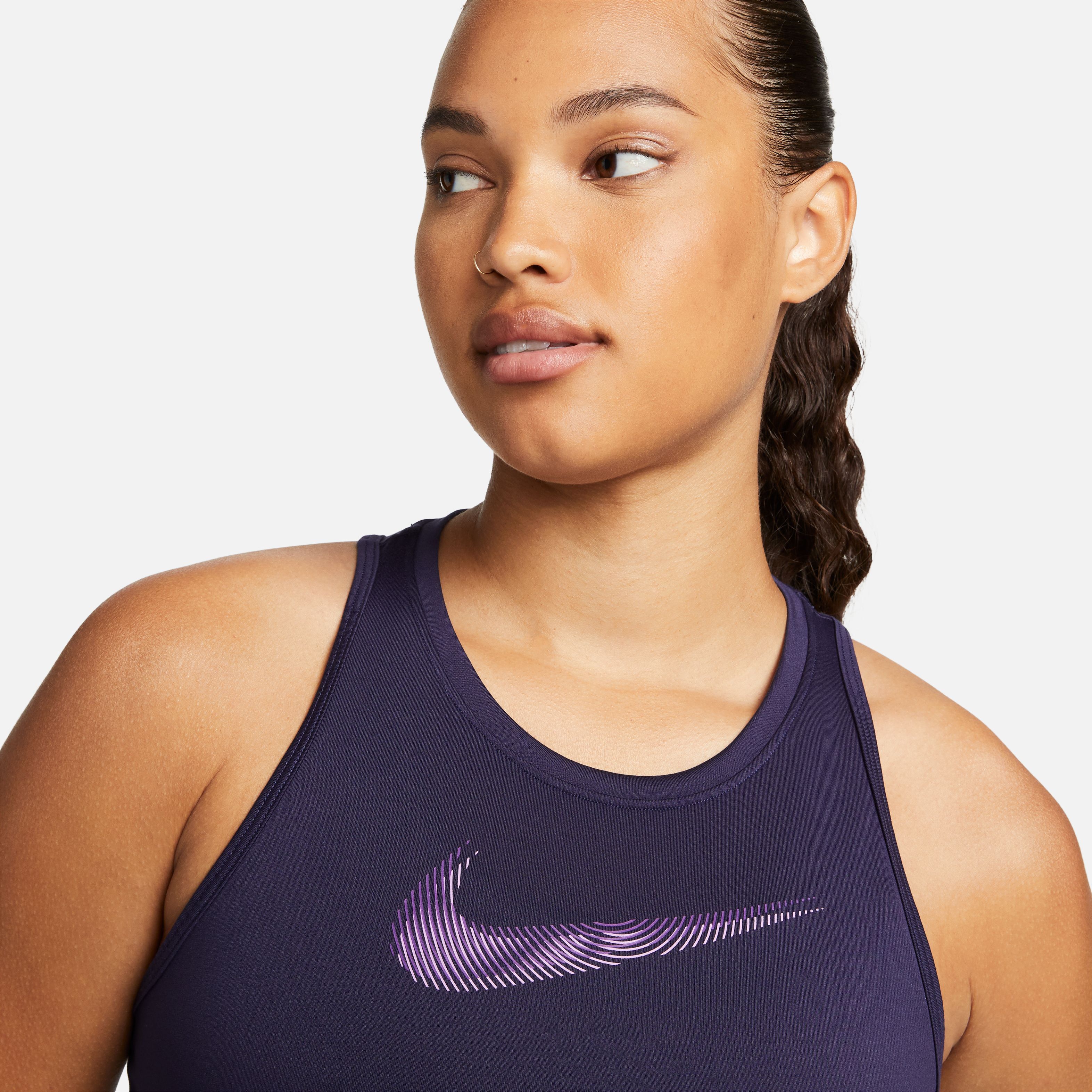 Nike W Nk Df Swoosh Hbr Tank Camiseta Manga Sisa morado de mujer para correr