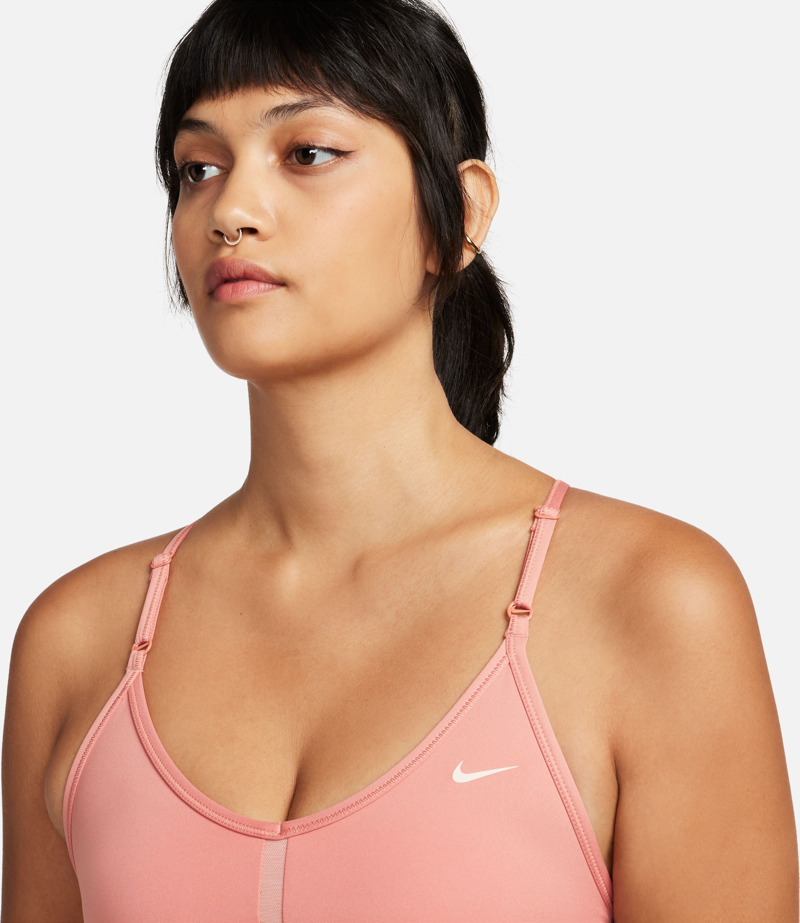 Nike W Nk Df Indy V-Neck Bra Top rosado de mujer para entrenamiento