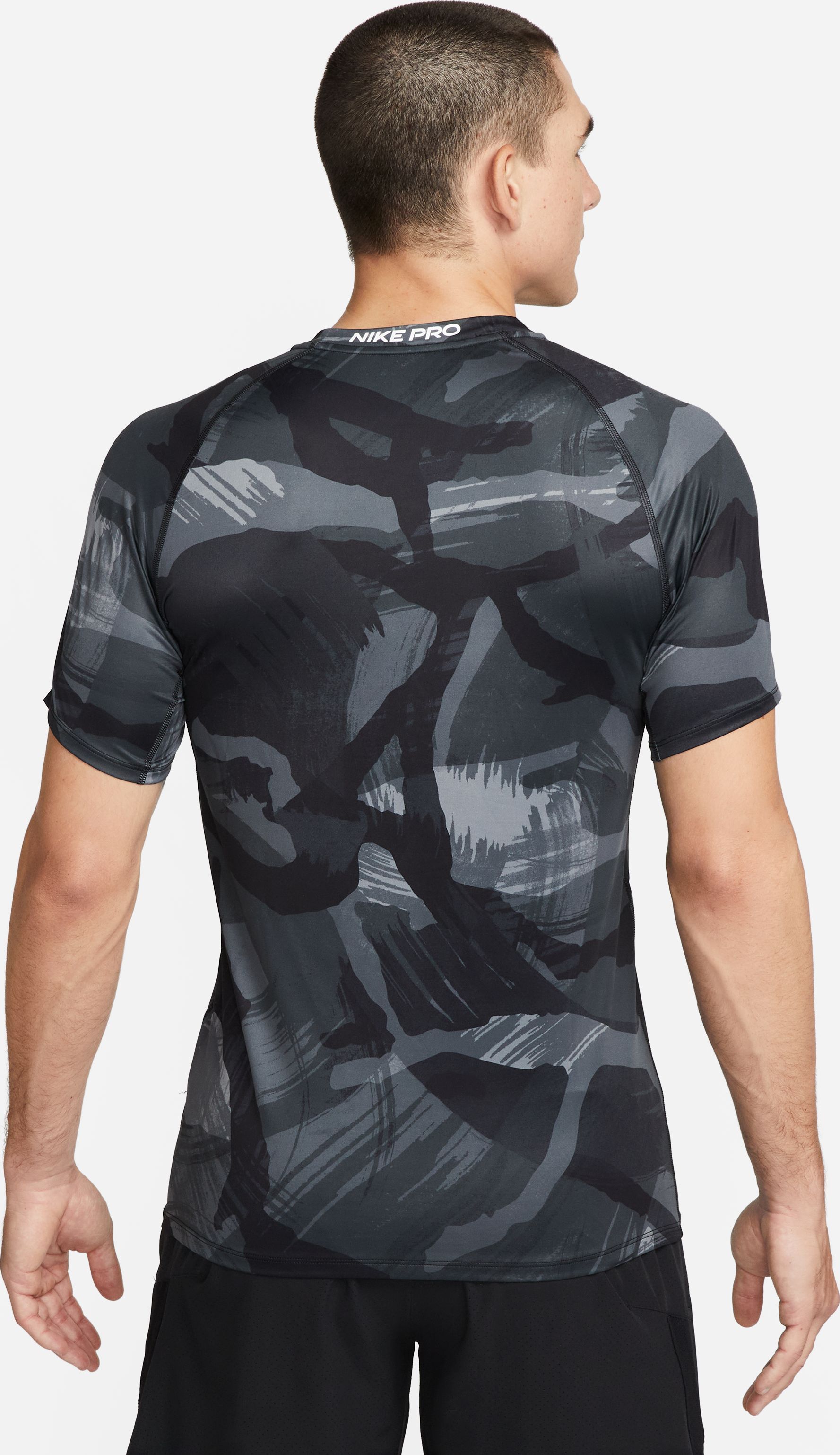 Nike M Np Df Slim Top Ss Camo Aop Camiseta Manga Corta negro de hombre para entrenamiento