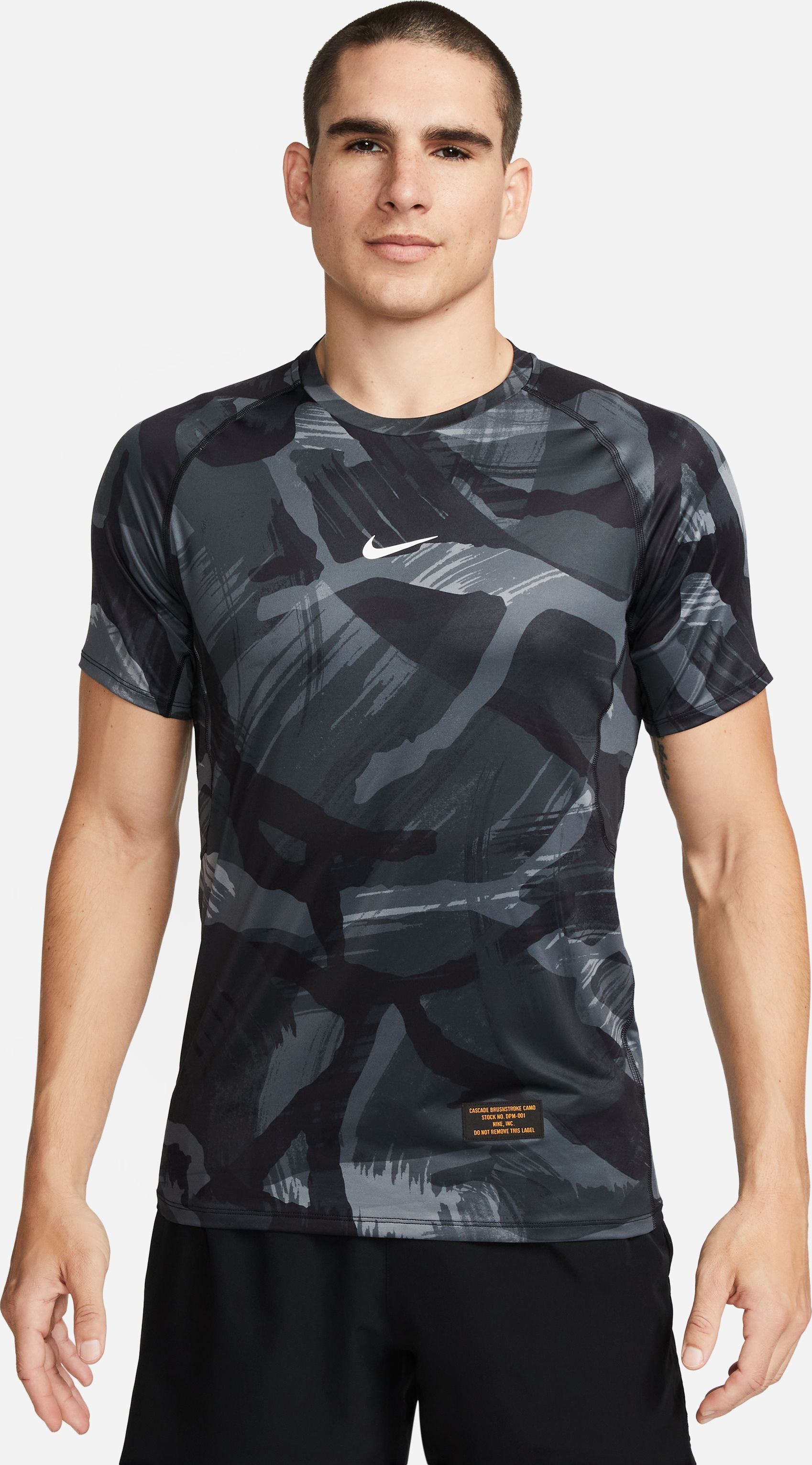 Nike M Np Df Slim Top Ss Camo Aop Camiseta Manga Corta negro de hombre para entrenamiento