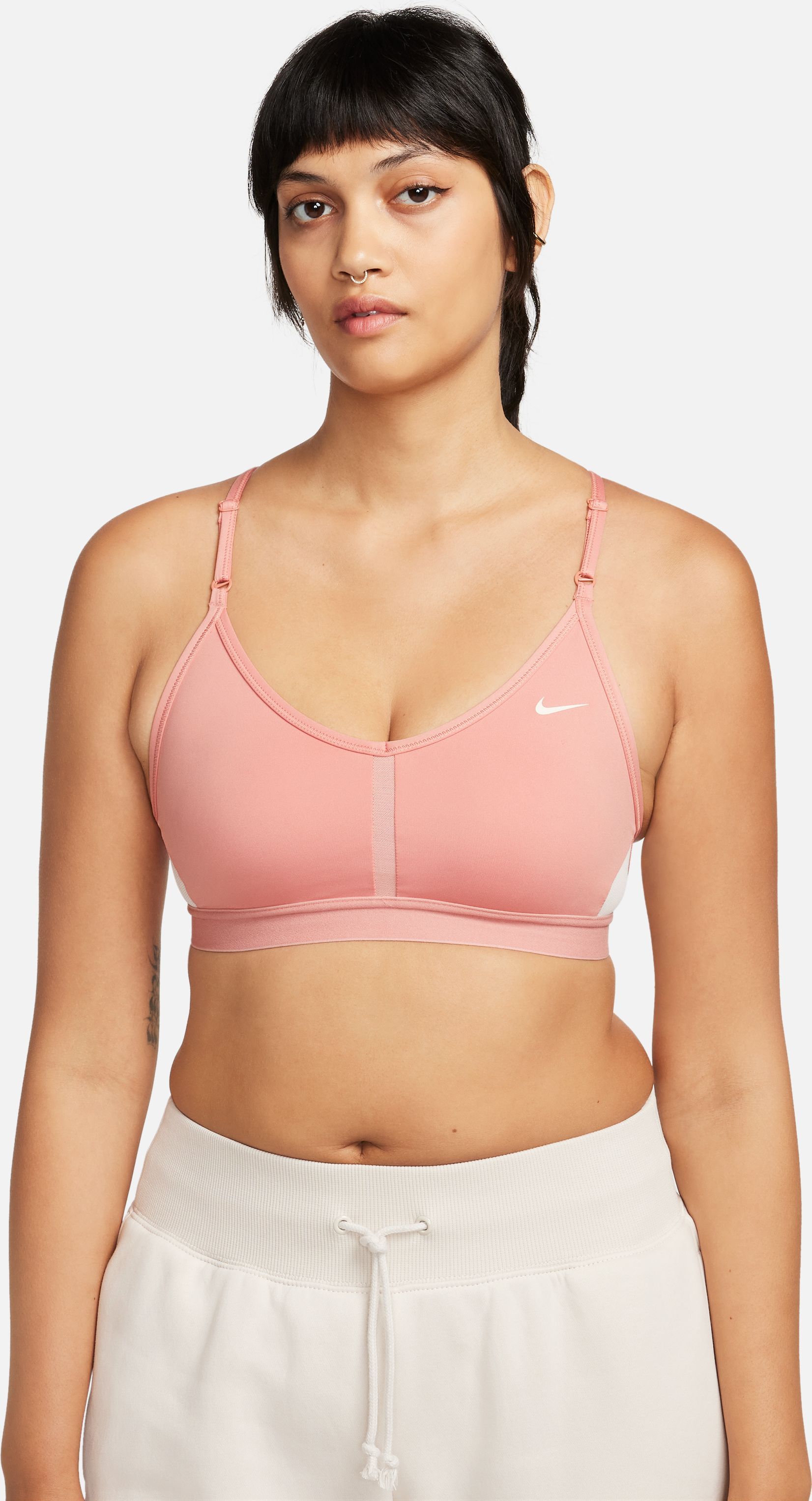 Nike W Nk Df Indy V-Neck Bra Top rosado de mujer para entrenamiento