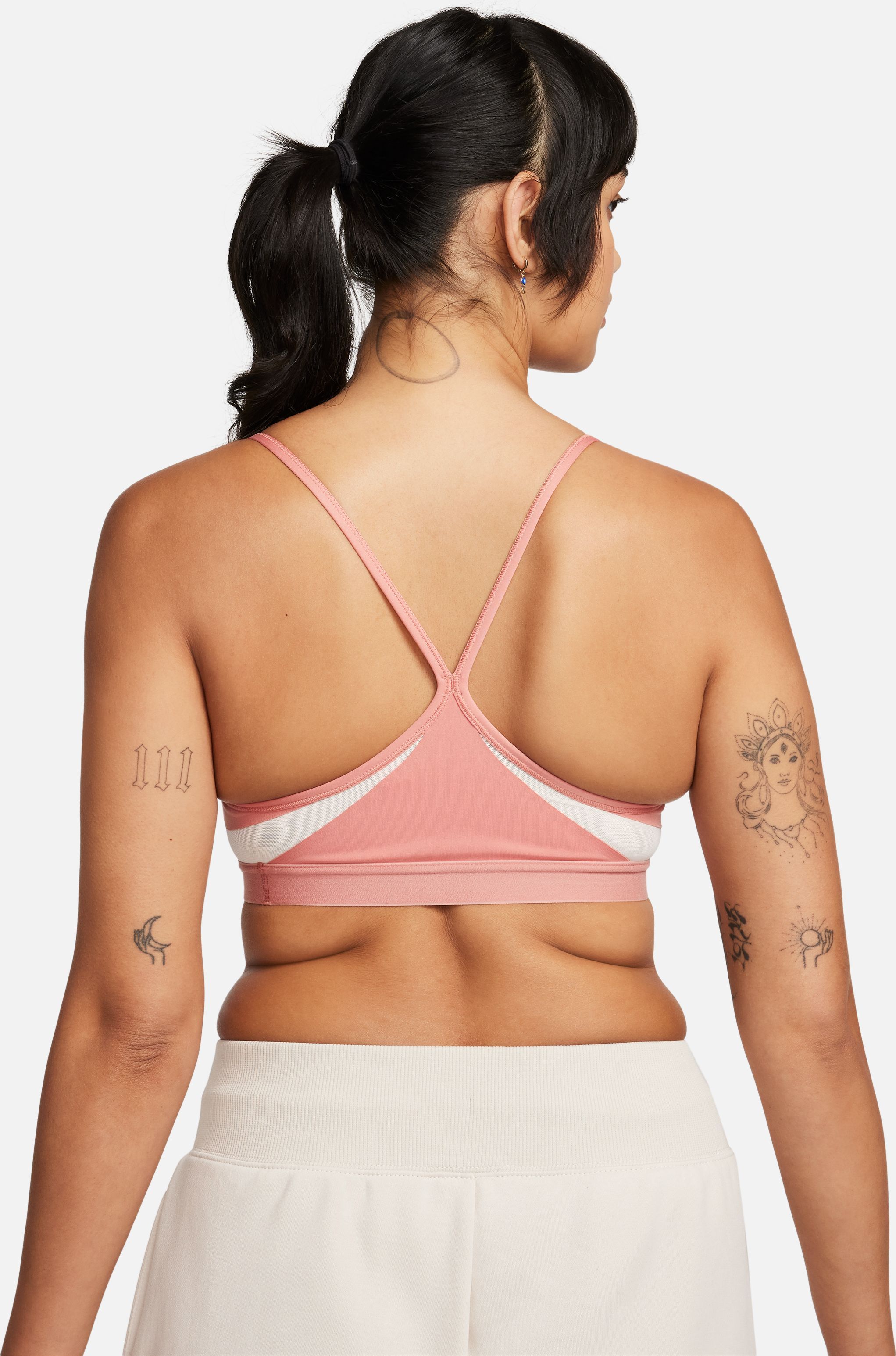 Nike W Nk Df Indy V-Neck Bra Top rosado de mujer para entrenamiento
