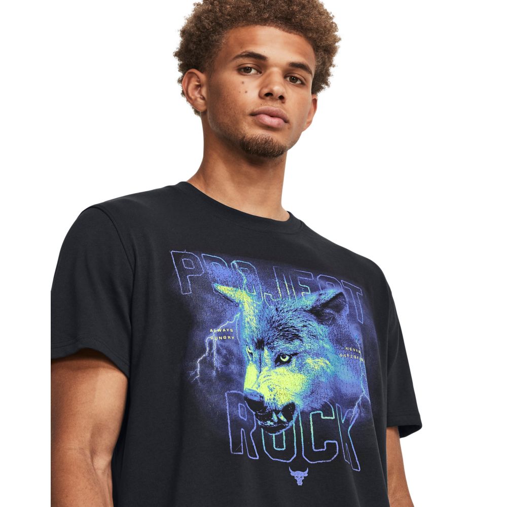 UA Pjt Rock Wolf Hw Ss Camiseta Manga Corta negro de hombre para entrenamiento