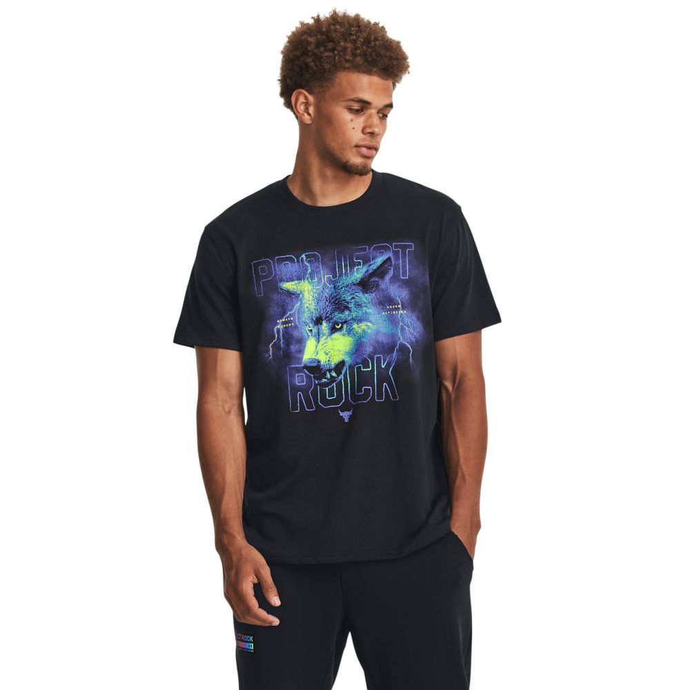 UA Pjt Rock Wolf Hw Ss Camiseta Manga Corta negro de hombre para entrenamiento