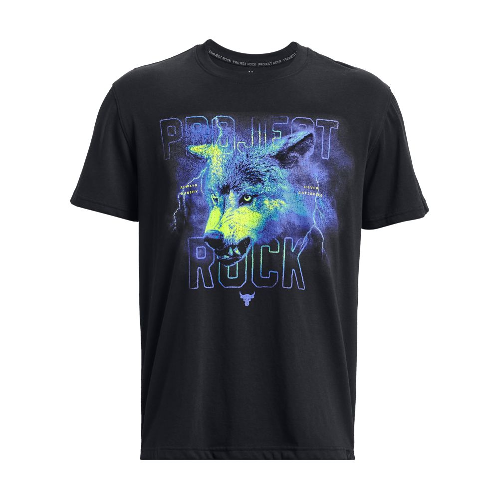 UA Pjt Rock Wolf Hw Ss Camiseta Manga Corta negro de hombre para entrenamiento