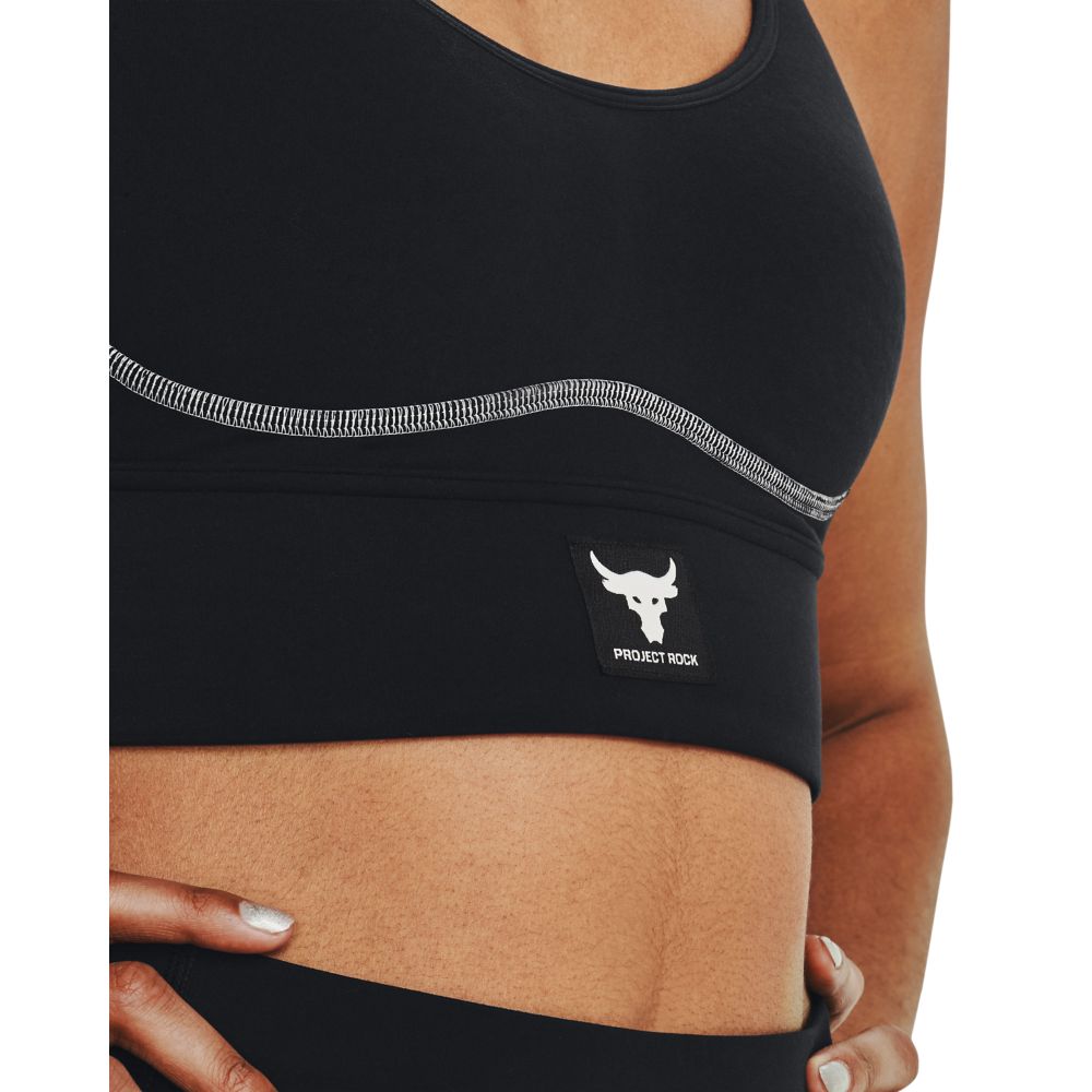 UA  Rock Infty Mid Bra Top negro de mujer para entrenamiento