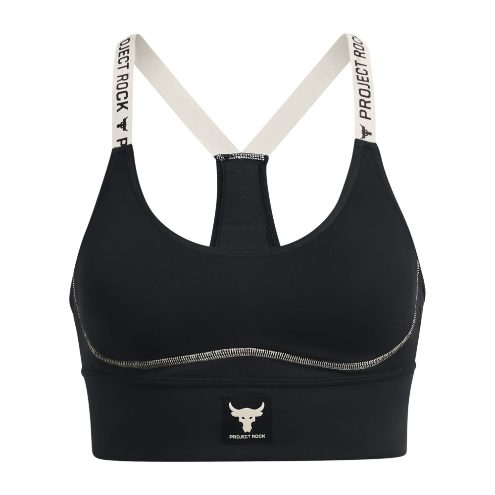 UA  Rock Infty Mid Bra Top negro de mujer para entrenamiento