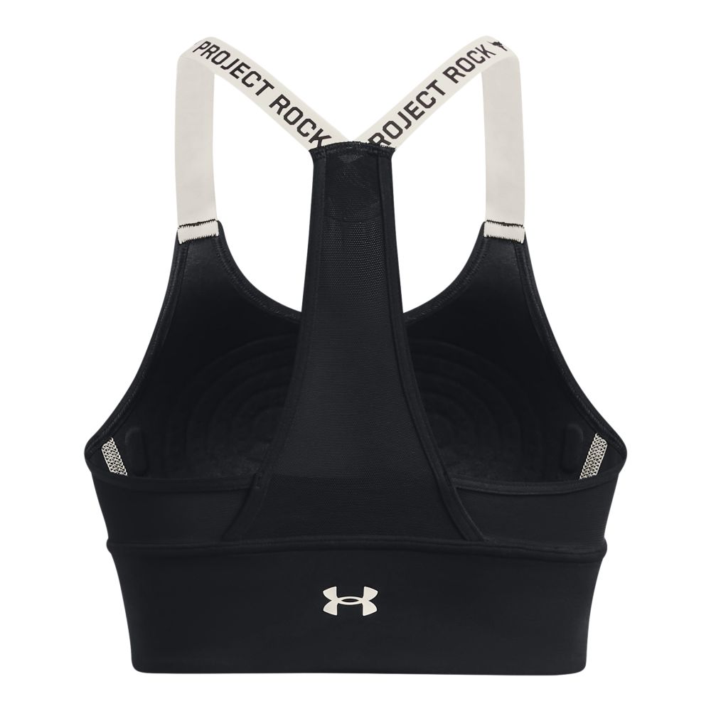 UA  Rock Infty Mid Bra Top negro de mujer para entrenamiento