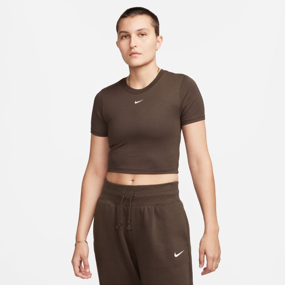 Nike W Nsw Tee Essntl Slim Crp Lbr Camiseta Manga Corta cafe de mujer lifestyle