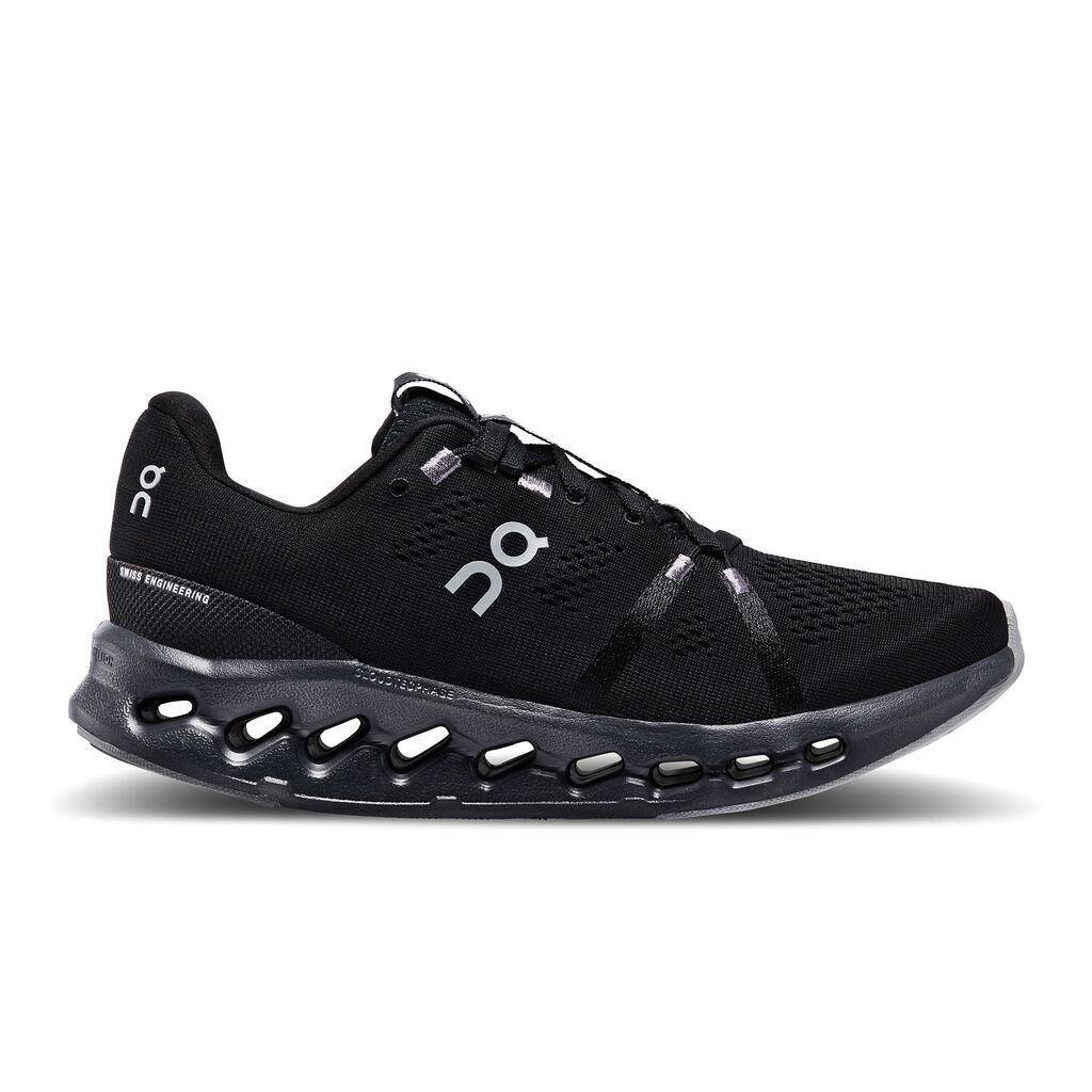 On Cloudsurfer Tenis negro de mujer para correr