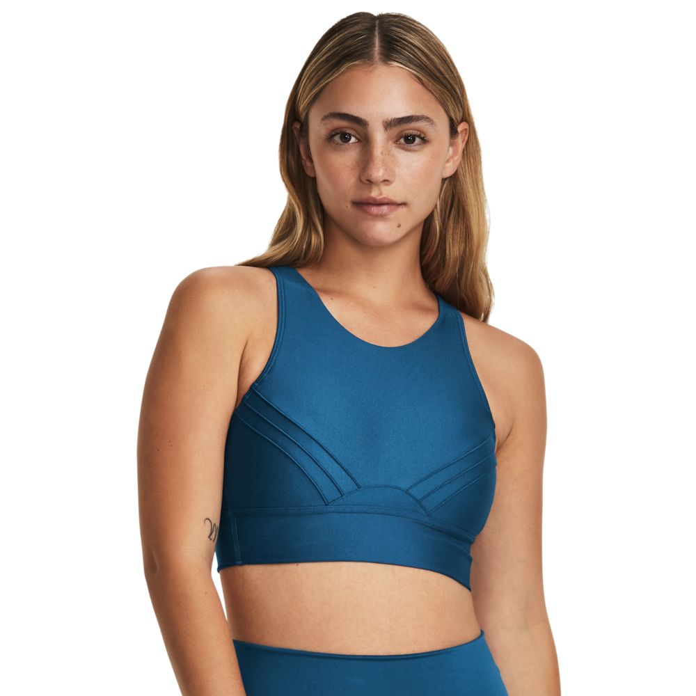 UA Infinity Pintuck Mid Top azul de mujer para entrenamiento