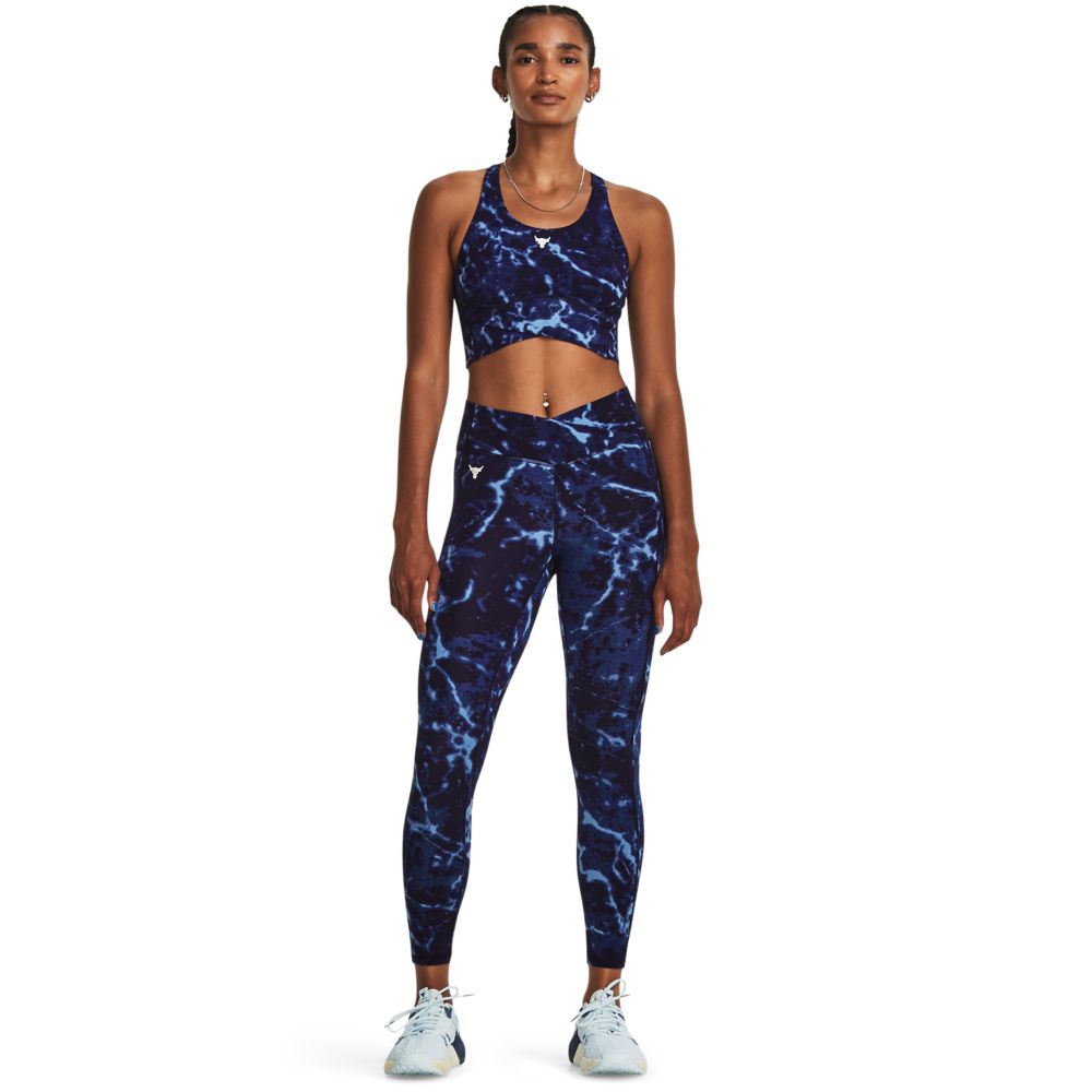 UA  Rck Lg Crssover Top Pt Top azul de mujer para entrenamiento