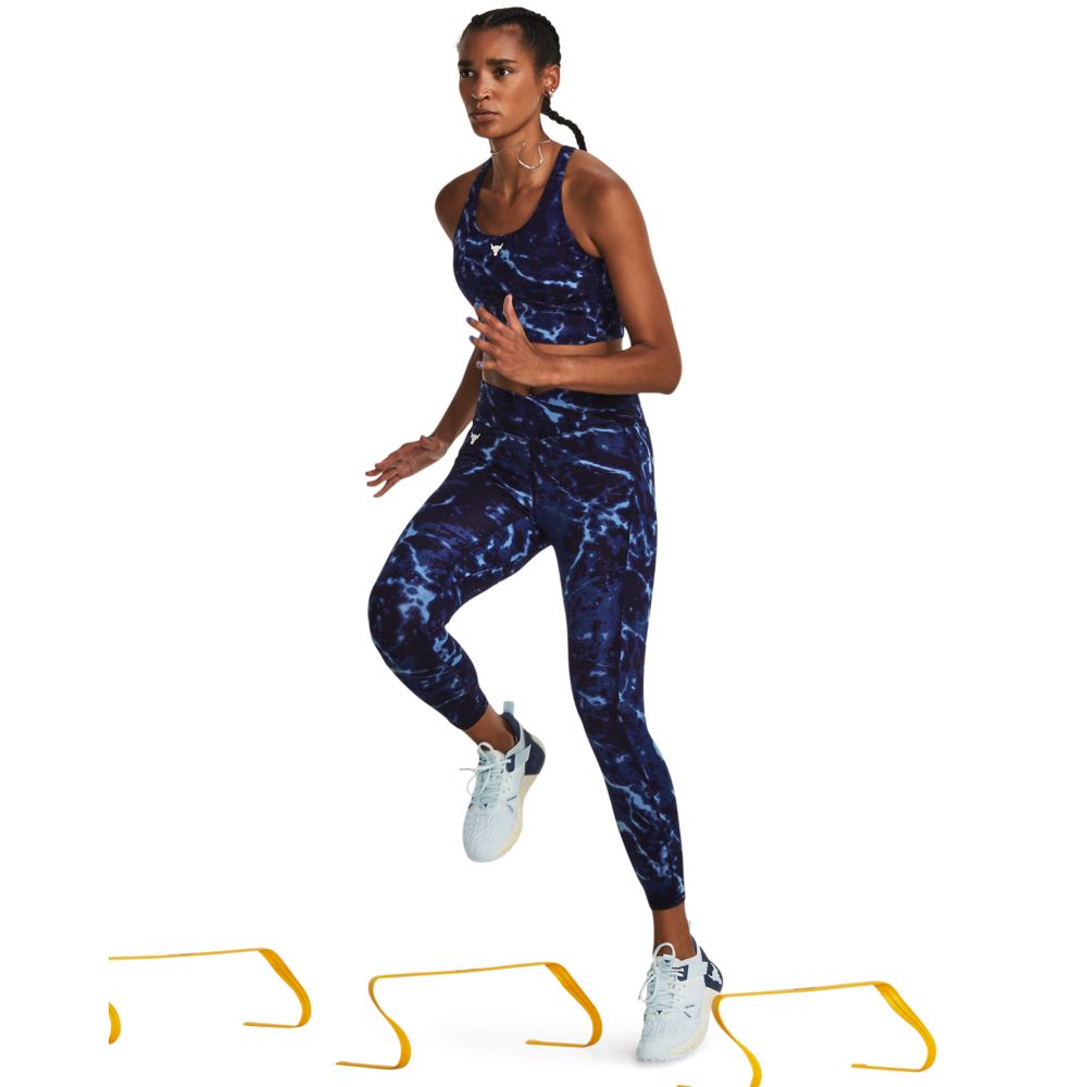UA  Rck Lg Crssover Top Pt Top azul de mujer para entrenamiento