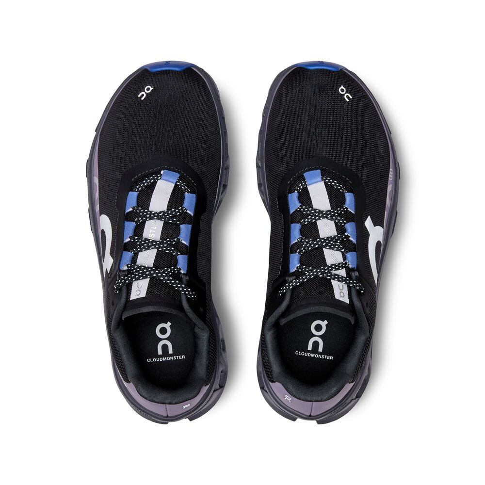 On Cloudmonster Tenis negro de mujer para correr